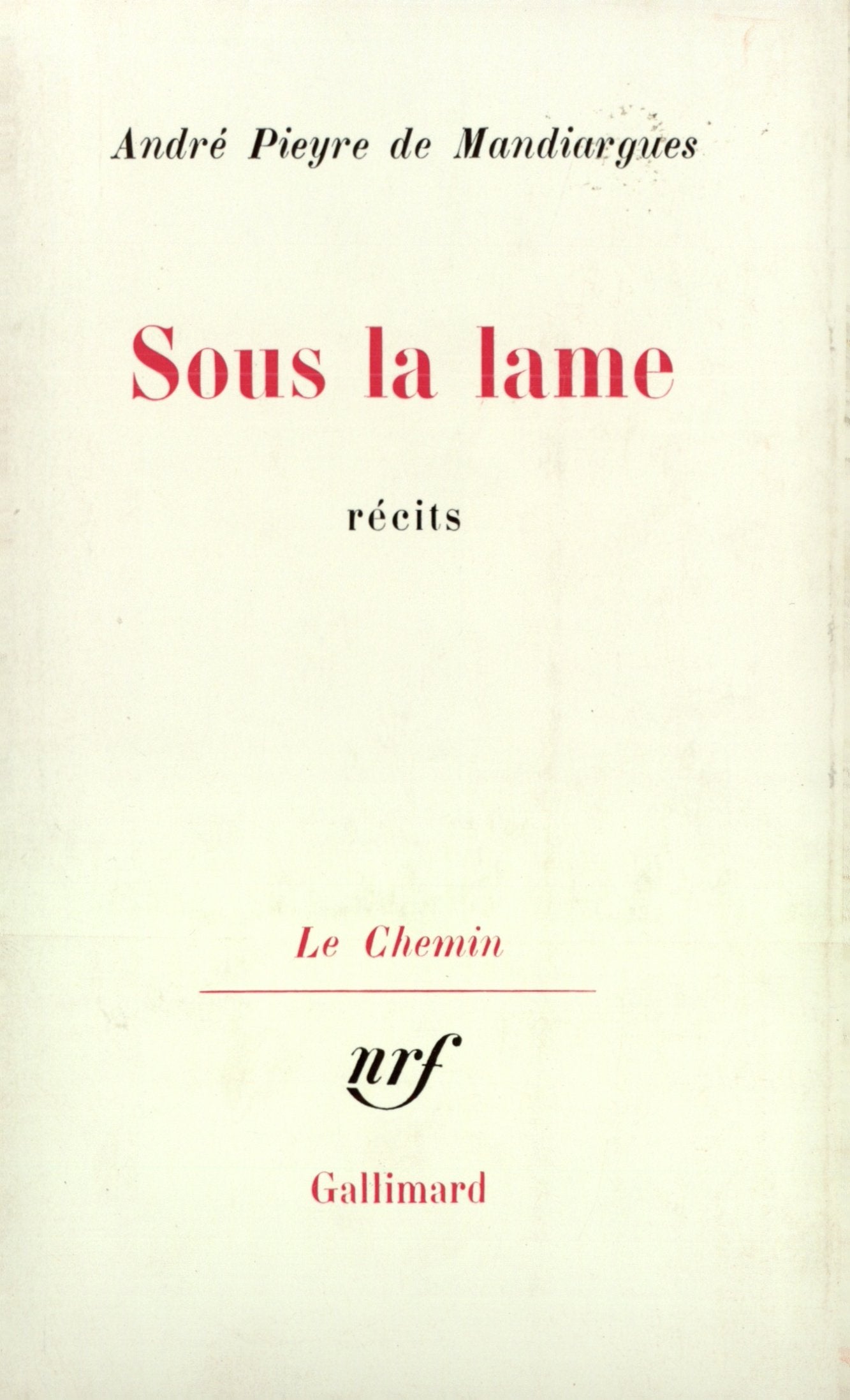 Sous la lame 9782070294855