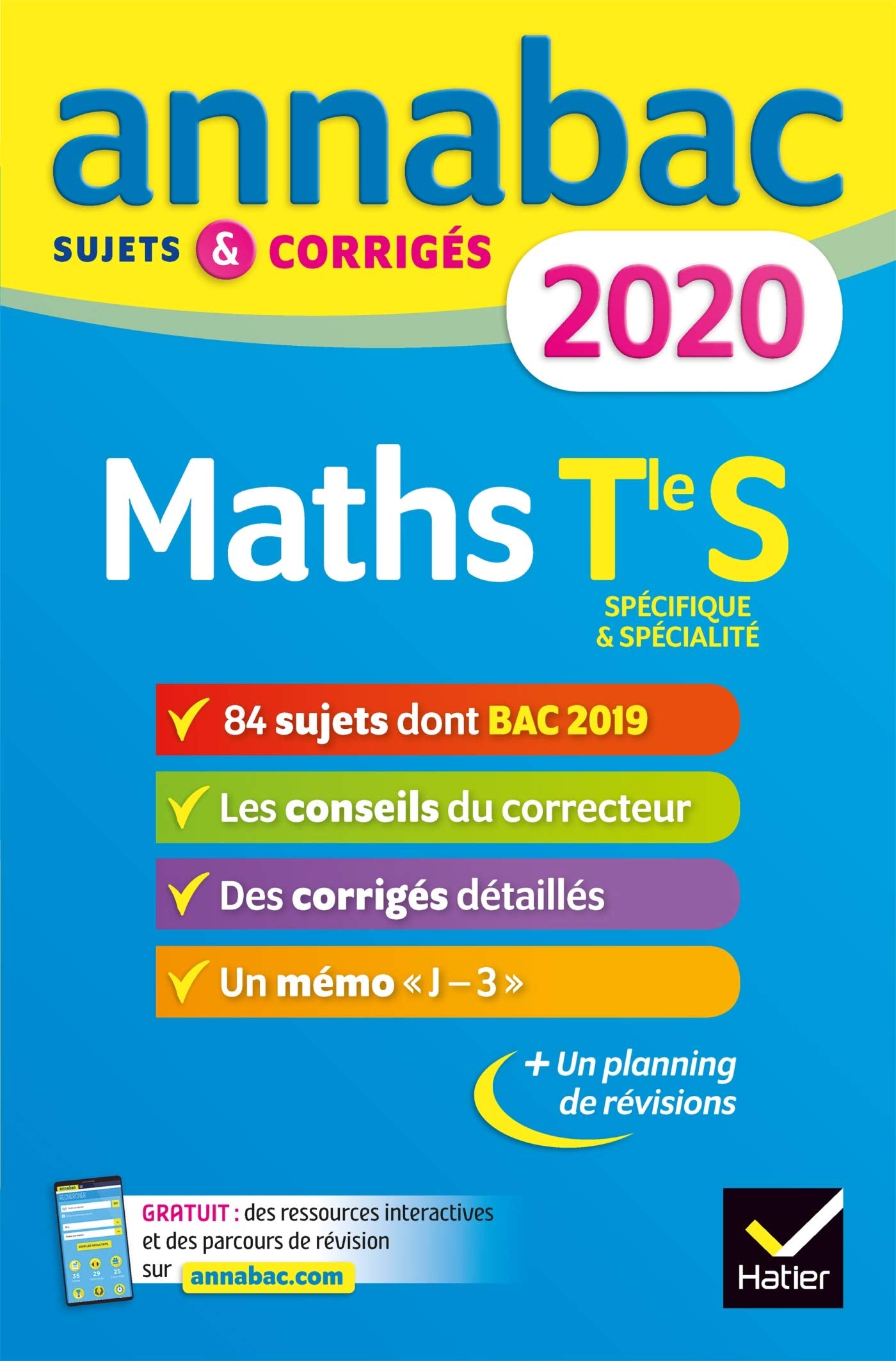 Annales Annabac 2020 Maths Tle S Spécifique & spécialité: sujets et corrigés du bac Terminale S 9782401052413