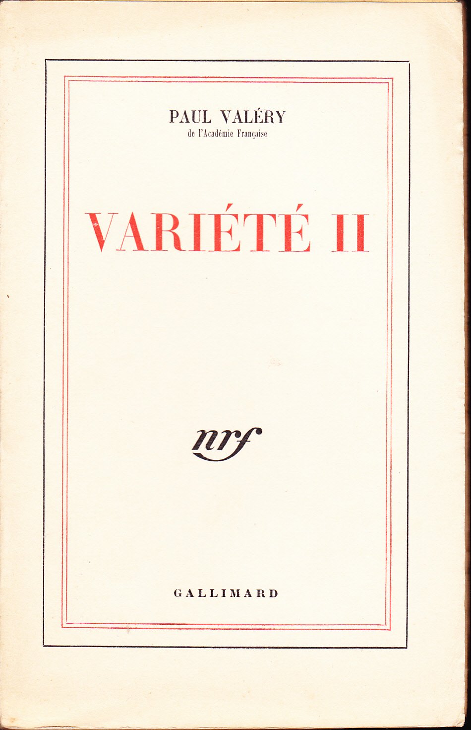 Paul Valéry,... Variété II 