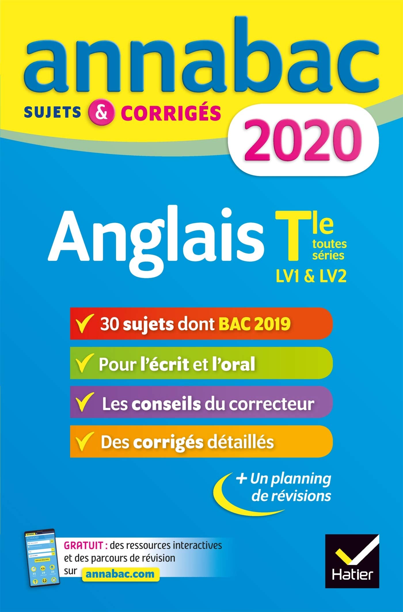 Annales Annabac 2020 Anglais Tle toutes séries LV1 et LV2: sujets et corrigés du bac Terminale toutes séries 9782401052468