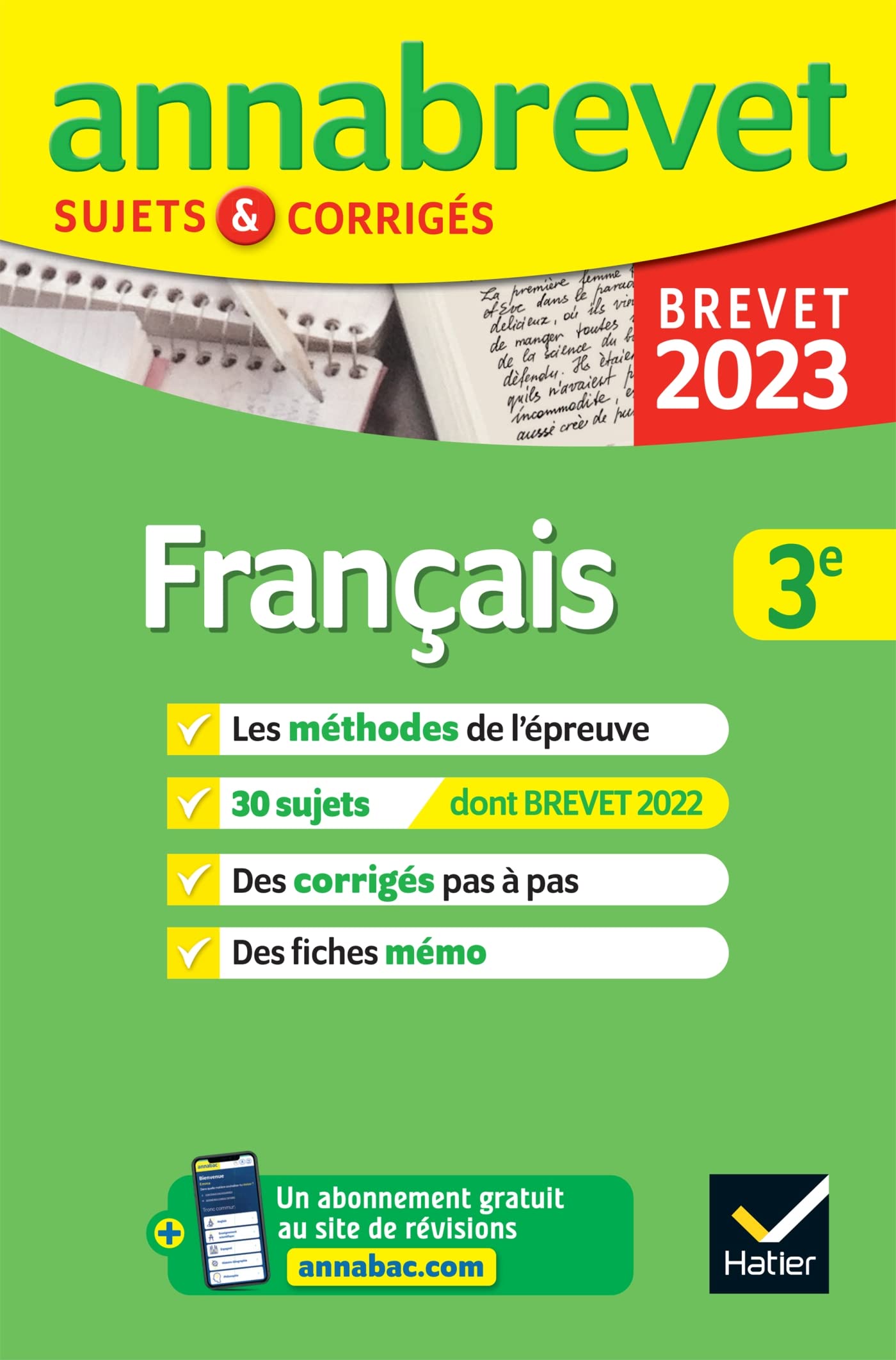 Annales du brevet Annabrevet 2023 Français 3e: méthodes du brevet & sujets corrigés 9782401086630
