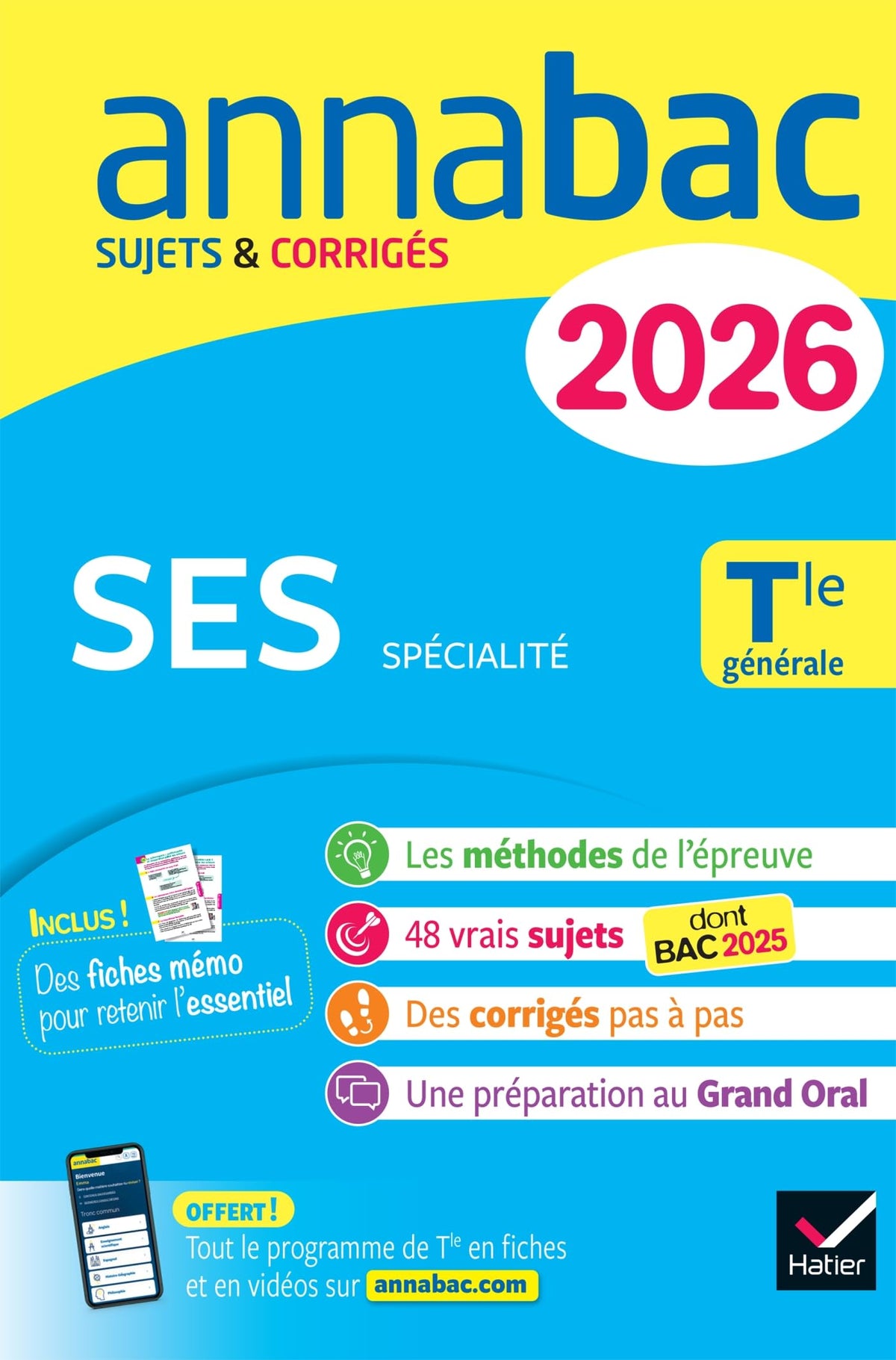Annales du bac 2026 - Annabac SES Tle générale (spécialité): sujets corrigés & méthodes de l'épreuve de SES 9782401115194