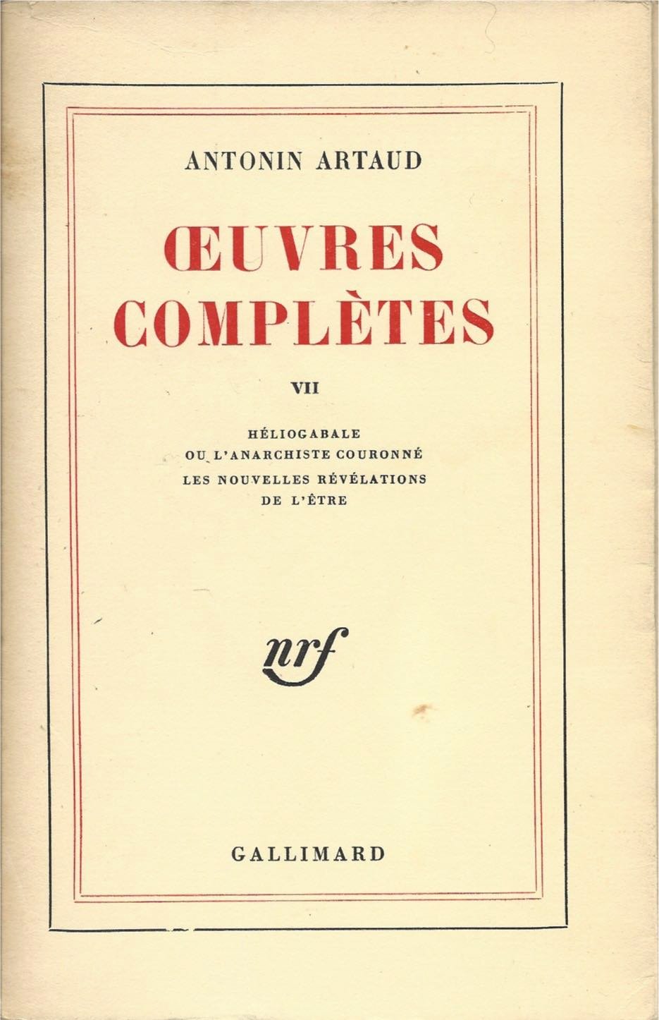 Œuvres complètes (Tome 7) 9782070243051