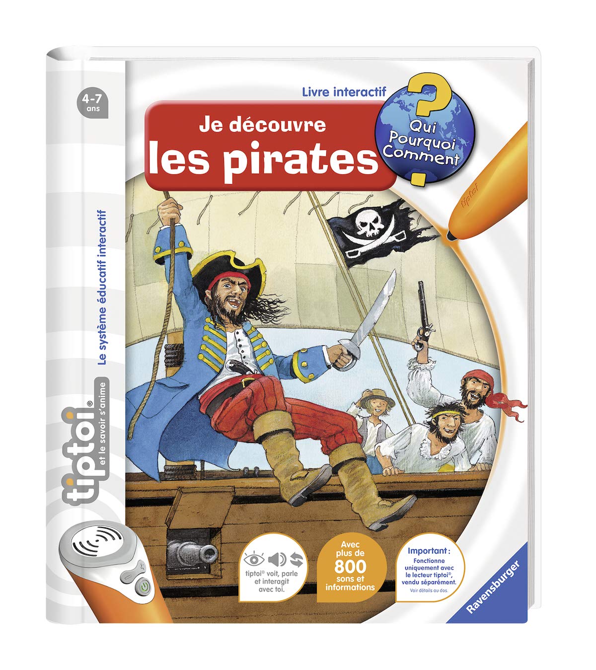 Ravensburger - Livre d'aventure interactif tiptoi - Je découvre les pirates - Jeux électroniques éducatifs sans écran en français - A partir de 4 ans - 00591 4005556005918