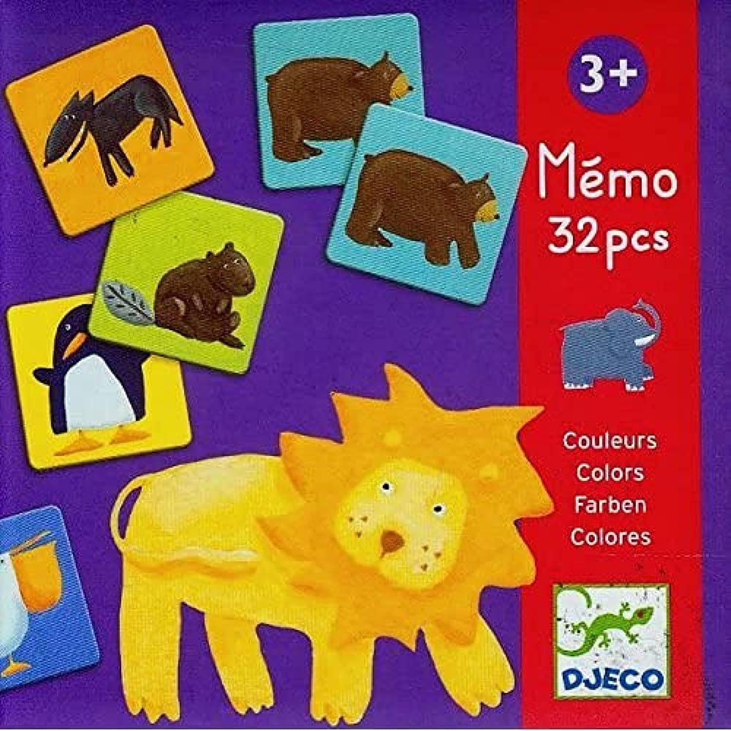 Djeco Djeco-dj08110 d'action et de réflexes Jeux de société Mémo éducatifs Animaux colorés, DJ08110, Multicolore 3070900081109