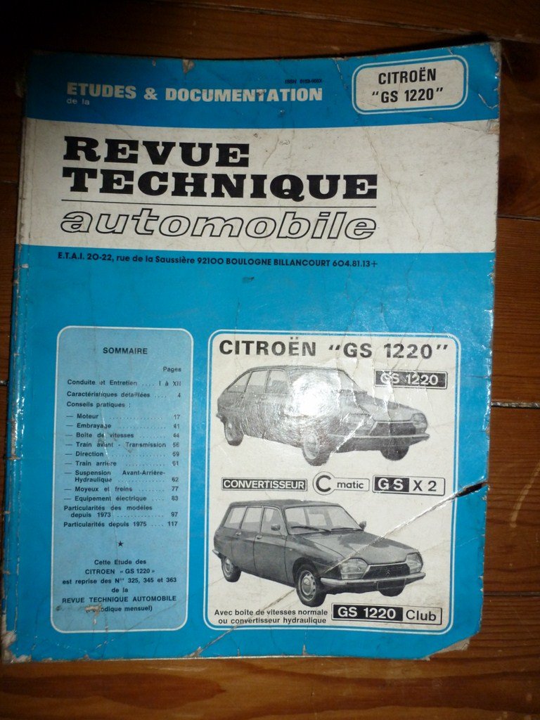 RRTA0325.3 - REVUE TECHNIQUE AUTOMOBILE CITROEN GS 1220-X2-CLUB 