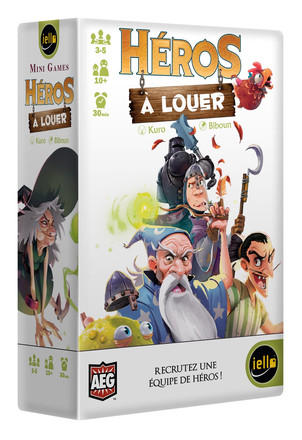 IELLO Mini Games Héros à Louer – Version Française – Jeu de Société de Bluff et Recrutement – Cartes et Pouvoirs de Héros – 10+ | 3 à 5 Joueurs | 30 Minutes 3760175512001