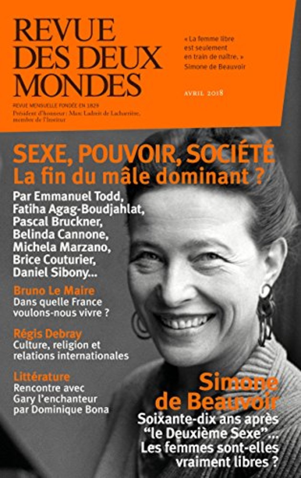 REVUE DES DEUX MONDES AVRIL 2018. SEXE, POUVOIR,SOCIETE LA D 9782356501721