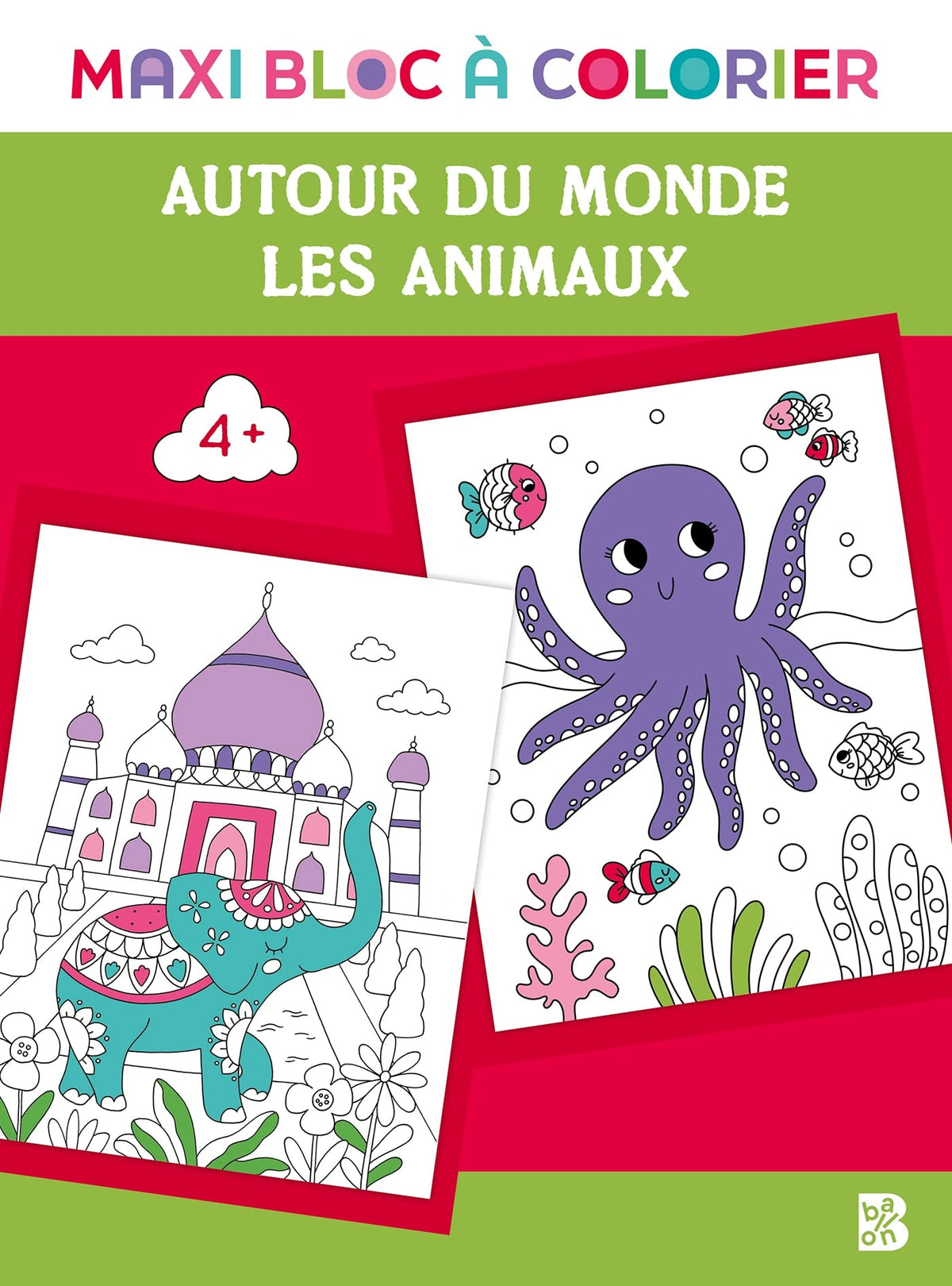 Maxi bloc à colorier - Autour du monde + animaux 9789403232317