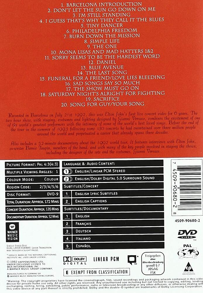 Elton John : Live in Barcelona 0745099068028