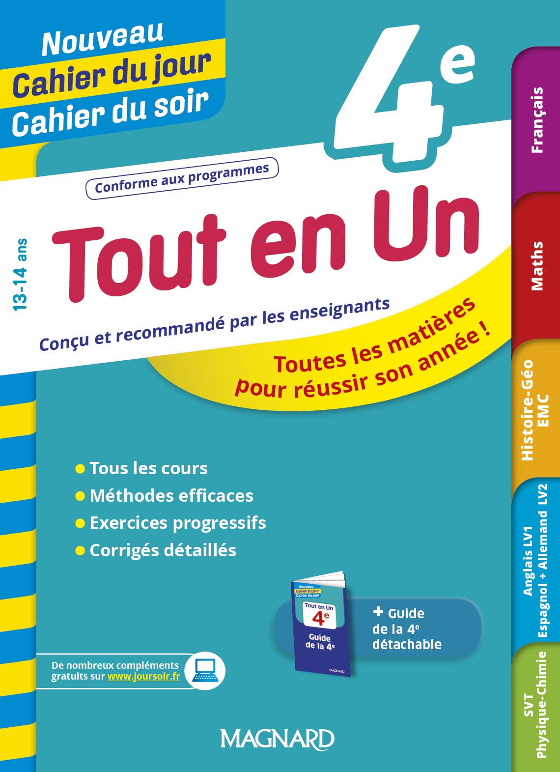 Tout en Un 4e - Leçons, méthodes et exercices - Nouveau Cahier du jour Cahier du soir 9782210765016