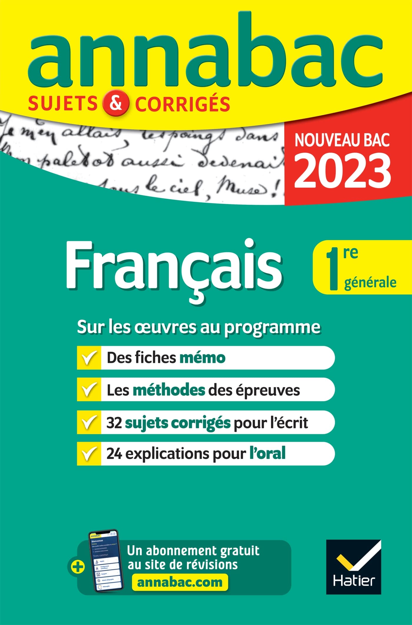 Annales du bac Annabac 2023 Français 1re générale: sujets corrigés sur les oeuvres au programme 2022-2023 9782401086609