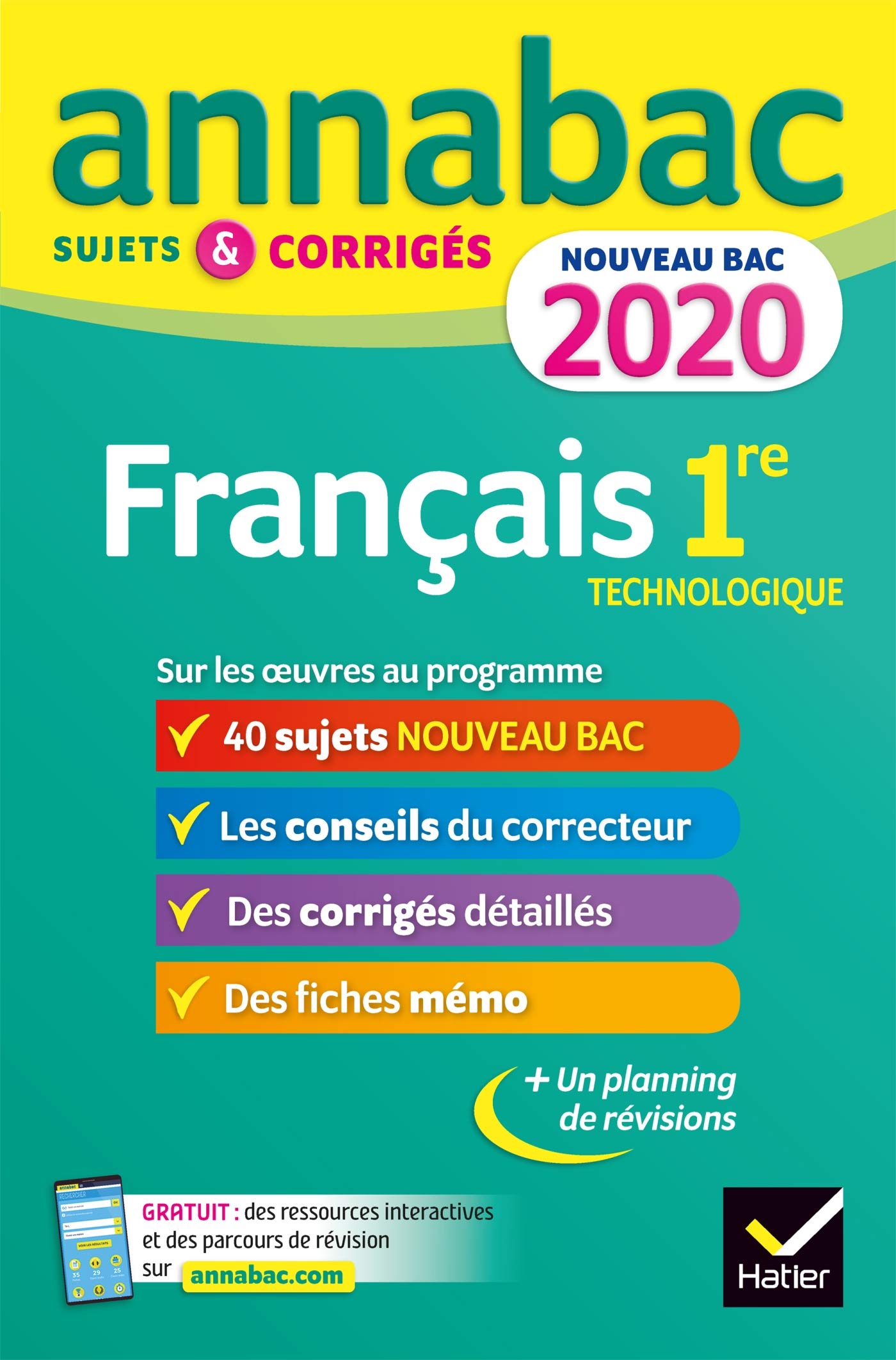 Annales Annabac 2020 Français 1re technologique: sujets et corrigés pour le nouveau bac français 9782401054639