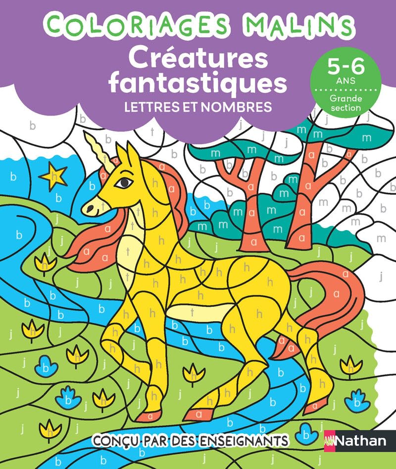 Lettres et nombres GS - Coloriages malins Maternelle Grande section - Animaux fantastiques - Dès 5 ans 9782095064471