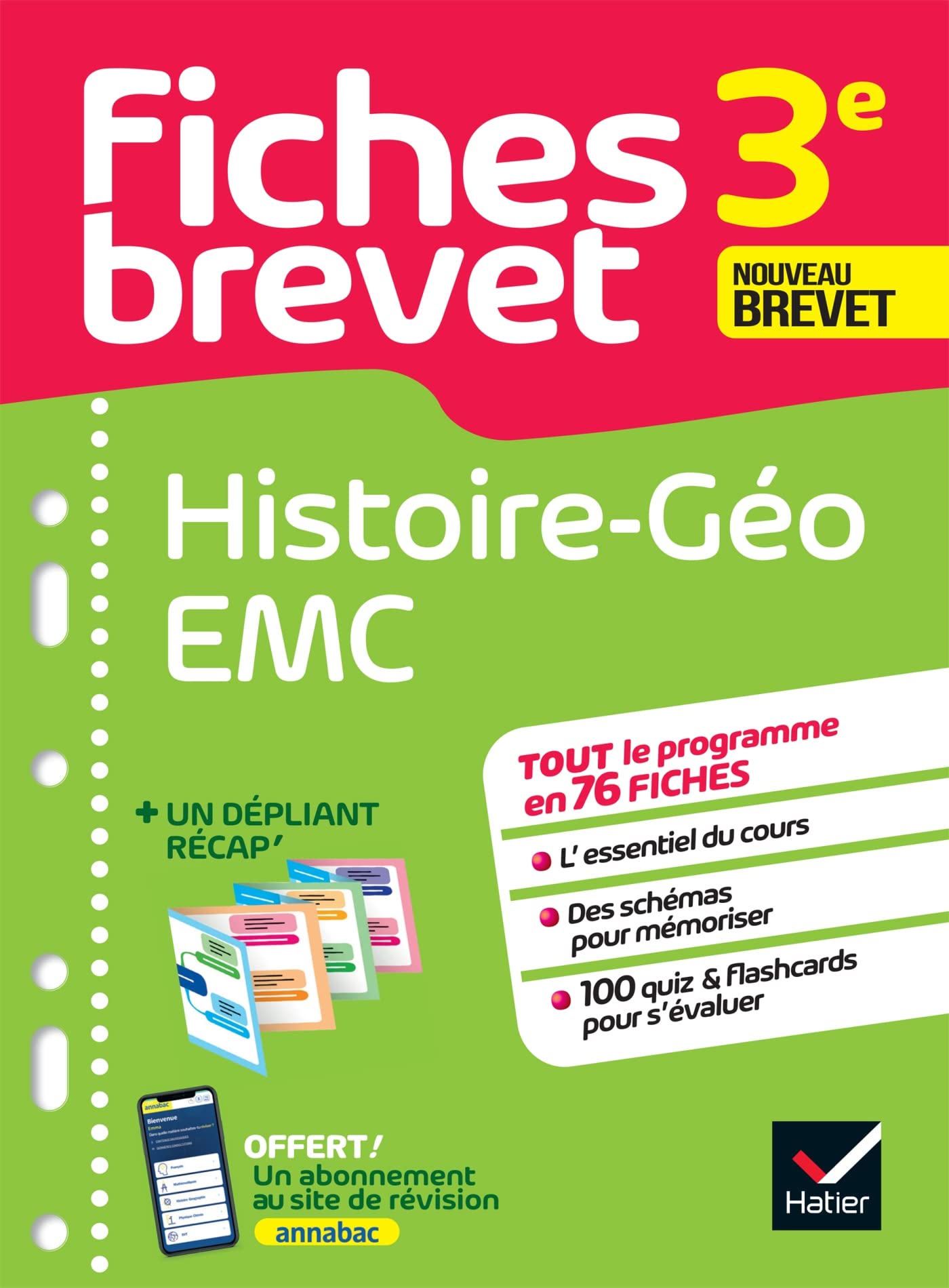 Fiches brevet - Histoire-Géographie EMC 3e Brevet 2025: tout le programme en fiches de révision détachables 9782401094543