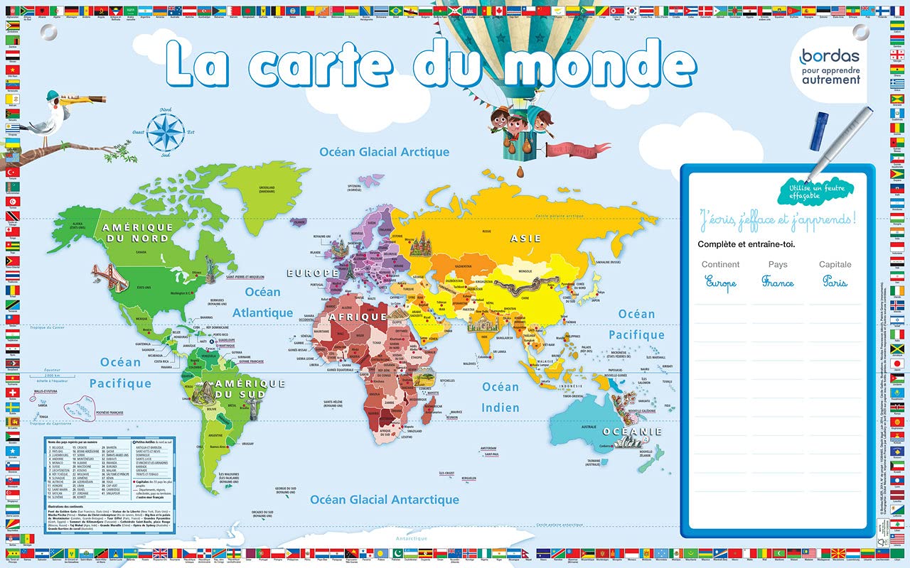 Les Posters effaçables - La carte du Monde 3133097359533