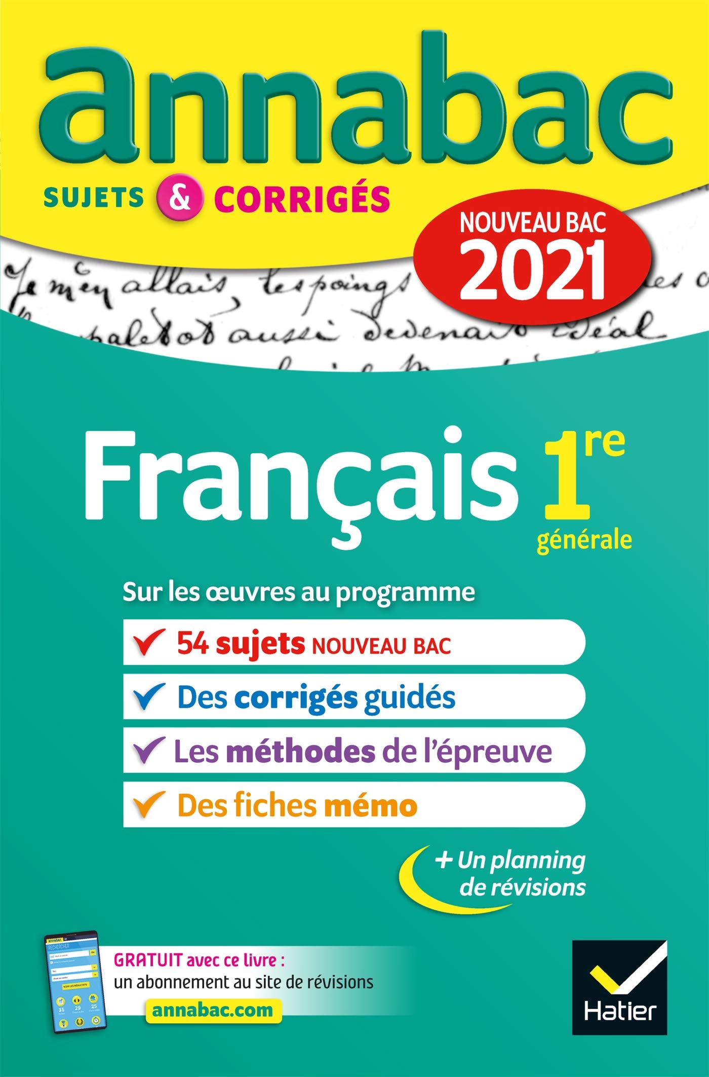 Annales du bac Annabac 2021 Français 1re générale: sujets & corrigés nouveau bac 9782401064126