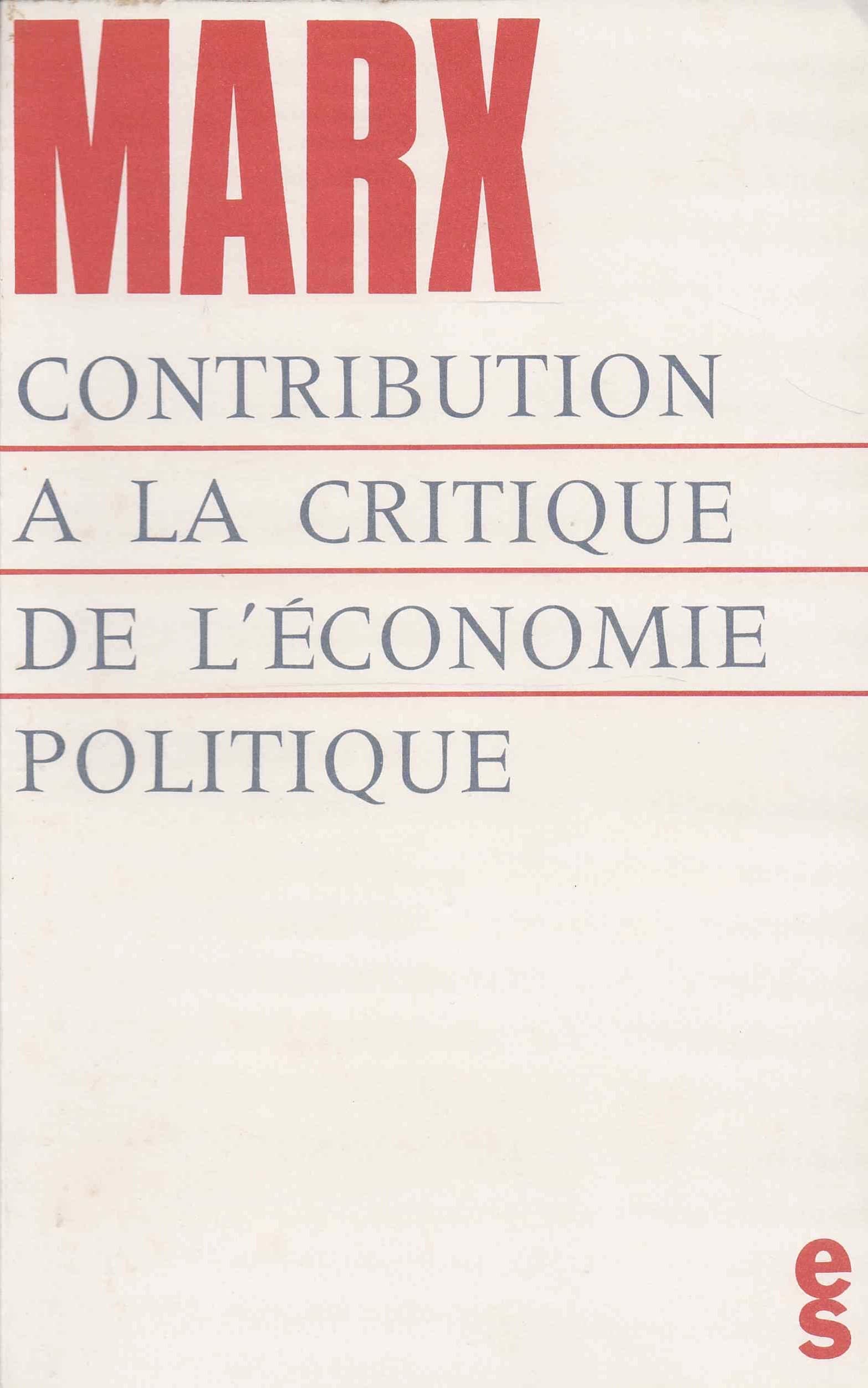 Contribution à la critique de l'économie politique 9782209025398