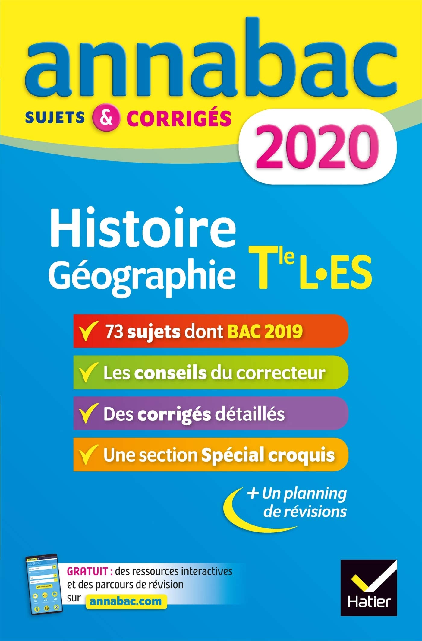 Annales Annabac 2020 Histoire-Géographie Tle L, ES 9782401052437