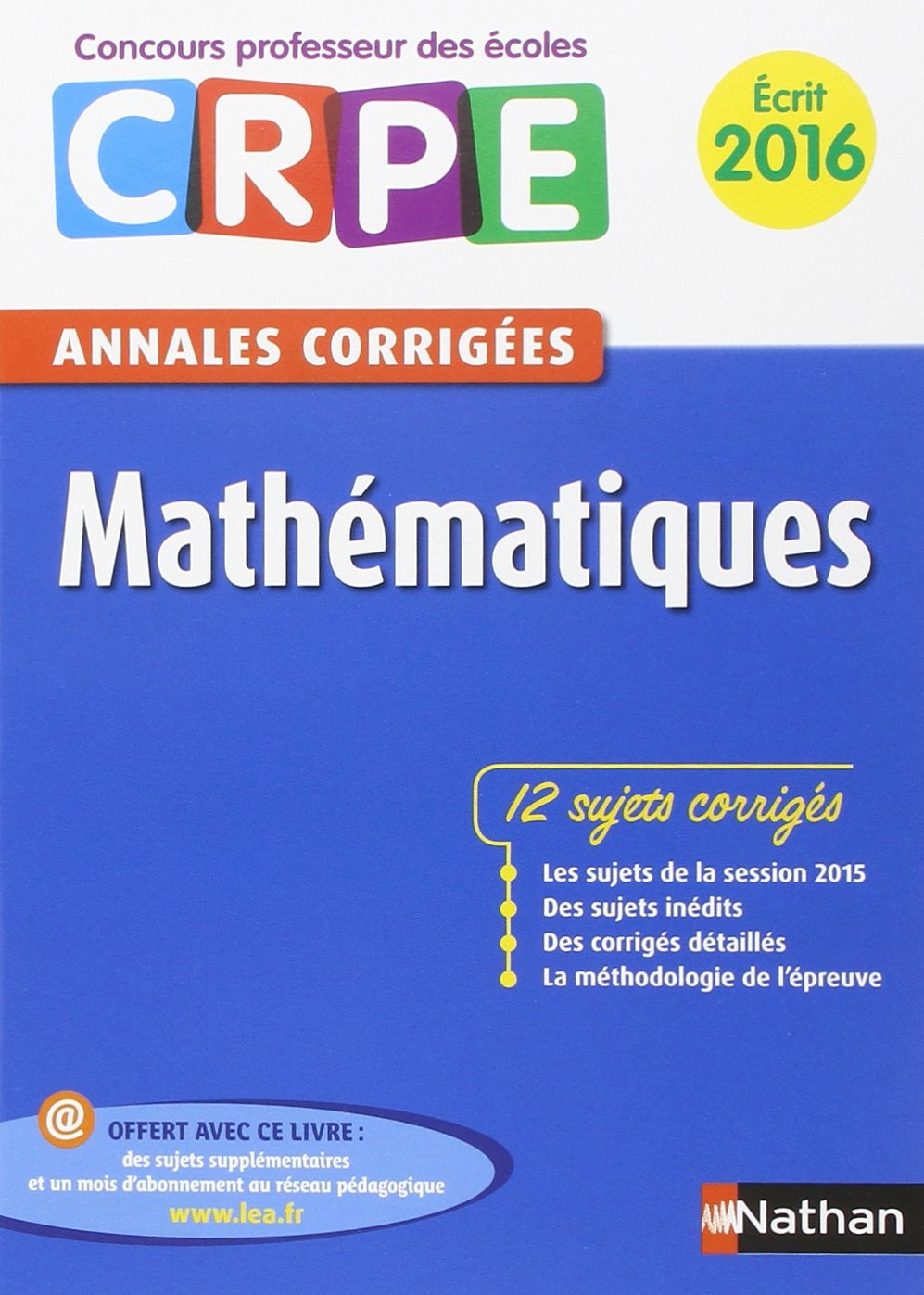 Annales CRPE 2016 : Mathématiques 9782091222660