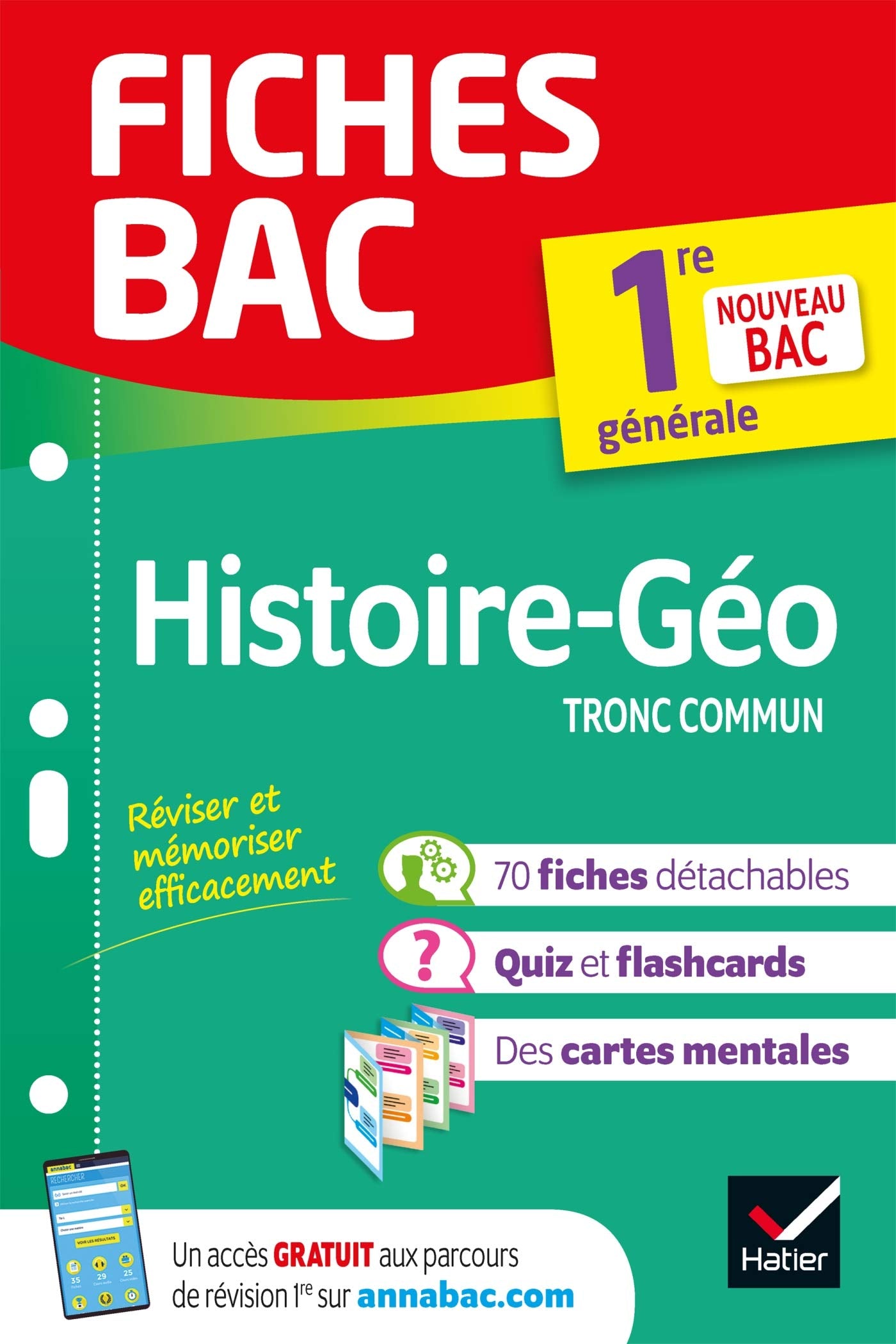 Fiches bac - Histoire-Géographie 1re générale: tout le programme en fiches de révision détachables 9782401052680