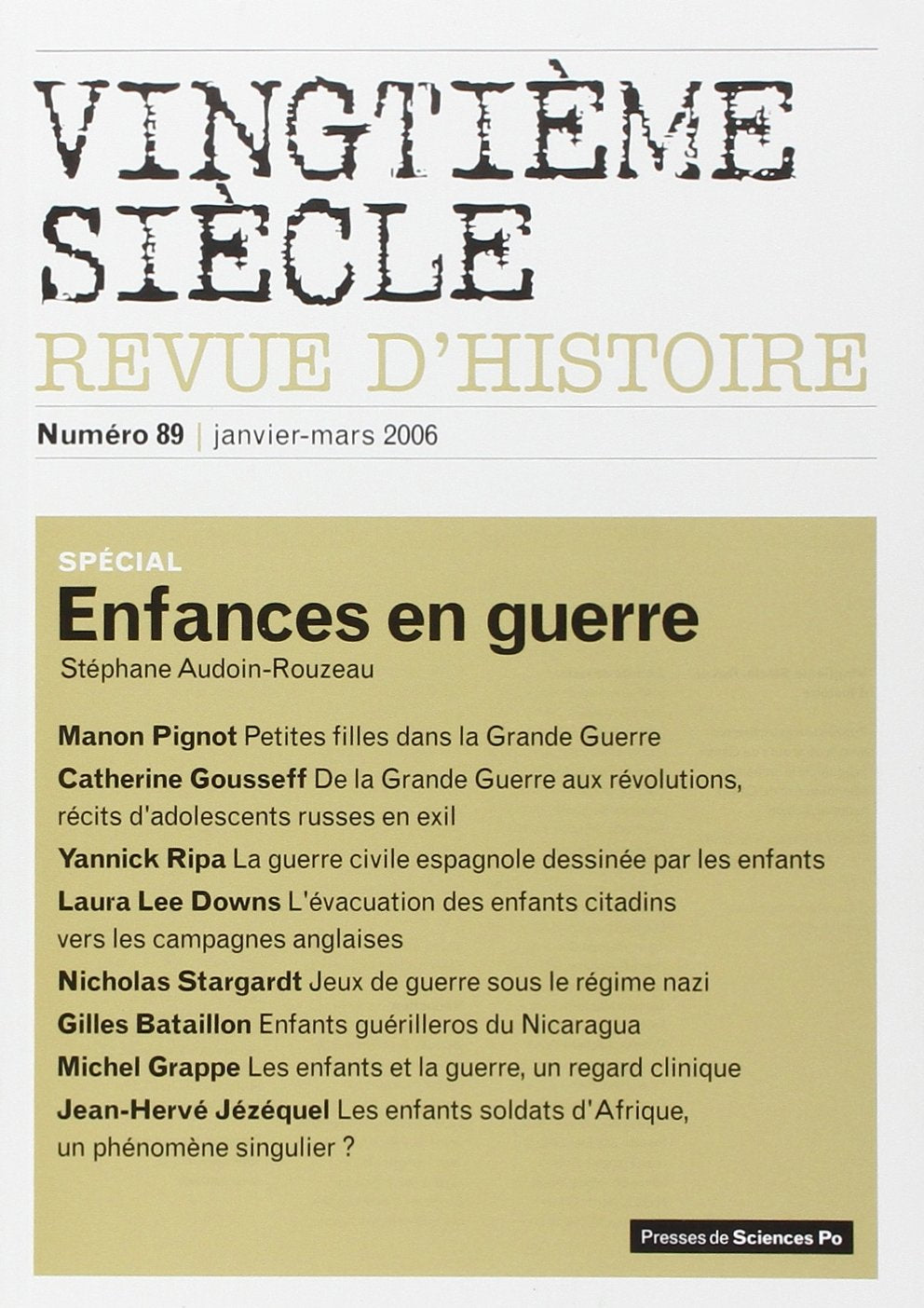 Vingtième siècle, N° 89 2006/1 : Enfances en guerre 9782724630305