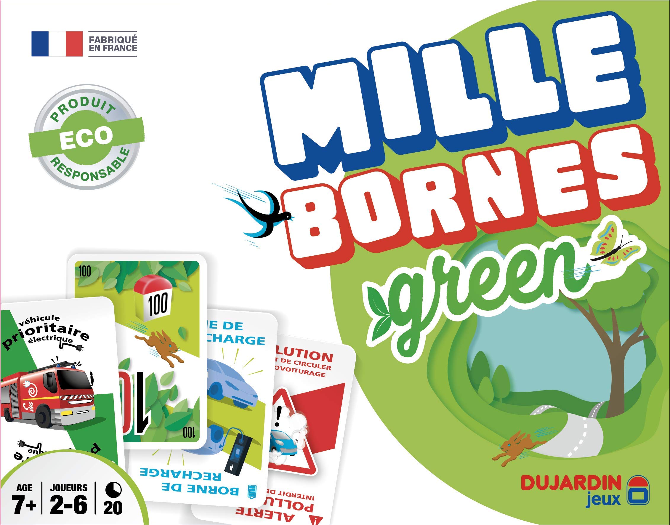 Dujardin – Mille Bornes Green – Jeu de société – Jeu de Cartes – Atteignez Les 1000 bornes en Premier – A Jouer en Famille ou Entre Amis – 2 Joueurs à 8 Joueurs – Dès 7 Ans 3262190590243