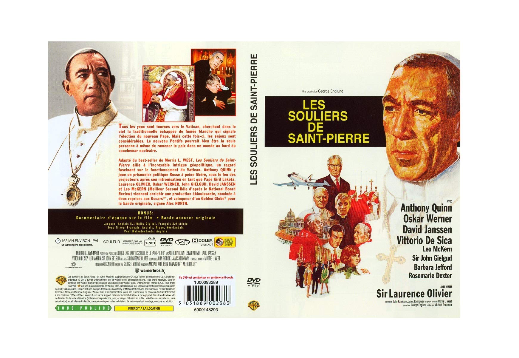 Les souliers de St Pierre [ DVD ] (1968) en VF - Un film de Michael Anderson avec Anthony Quinn, Laurence Olivier, Oskar Werner, Vittorio de Sica 5051889002383