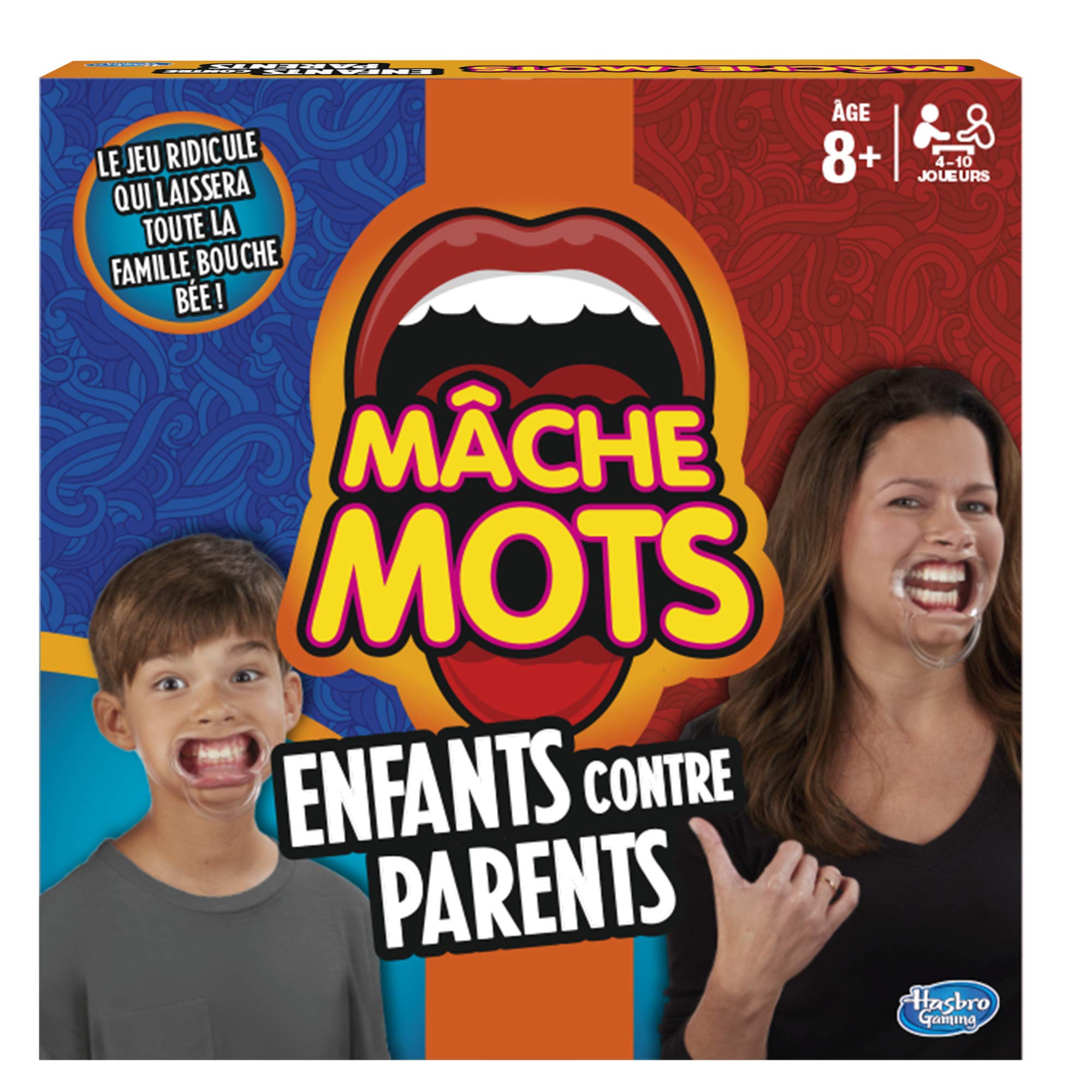 Hasbro Mâche-Mots Enfants Contre Parents, Jeu de Société Drôle et Rapide, Jeu d'Ambiance et de Soirée pour Toute la Famille, dès 8 Ans, Version Française 5010993409037