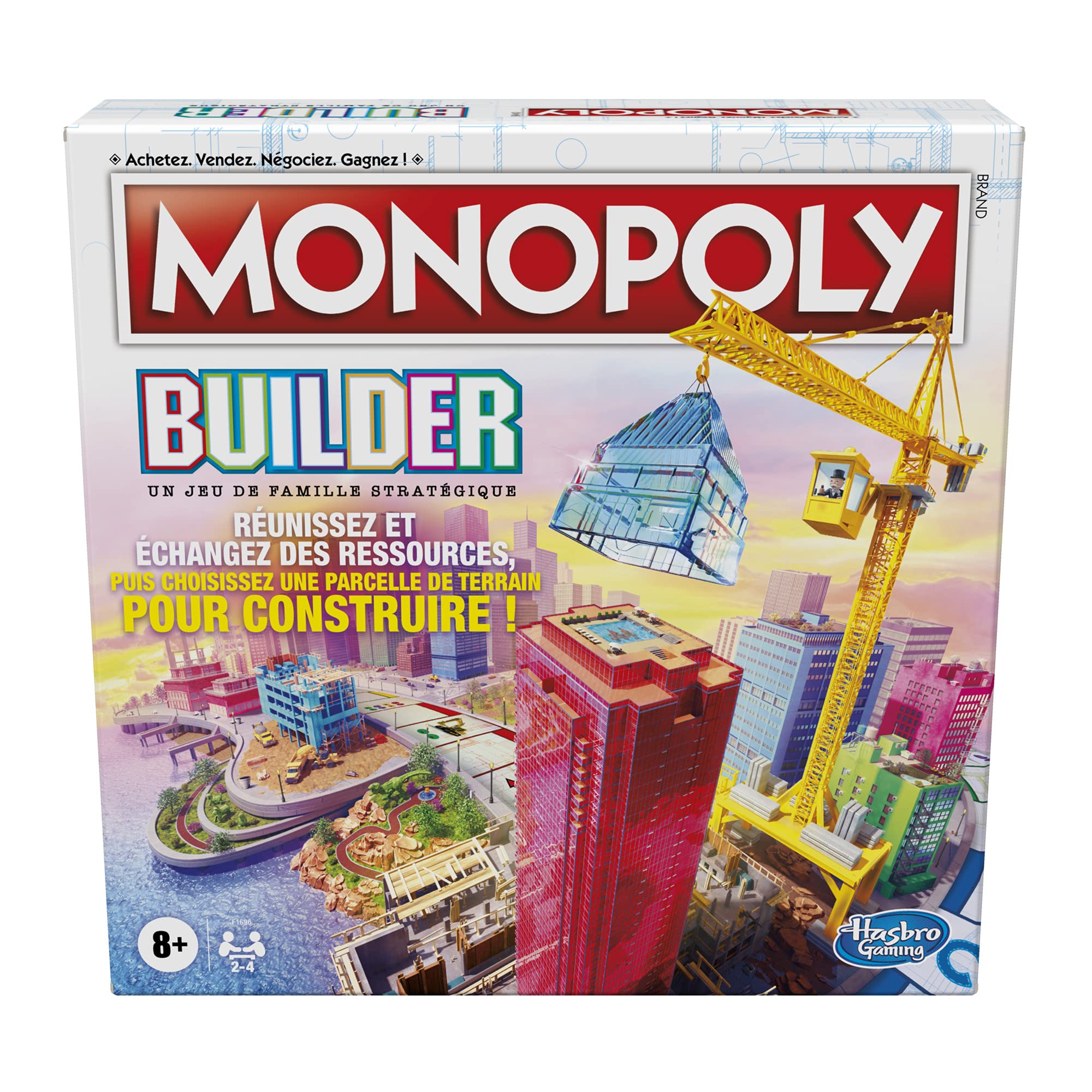 Monopoly Builder, Jeu de stratégie pour la Famille, Jeux pour Enfants, Amusant à Jouer, Jeu de Plateau Familial. 2 4 joueurs 5010993793891