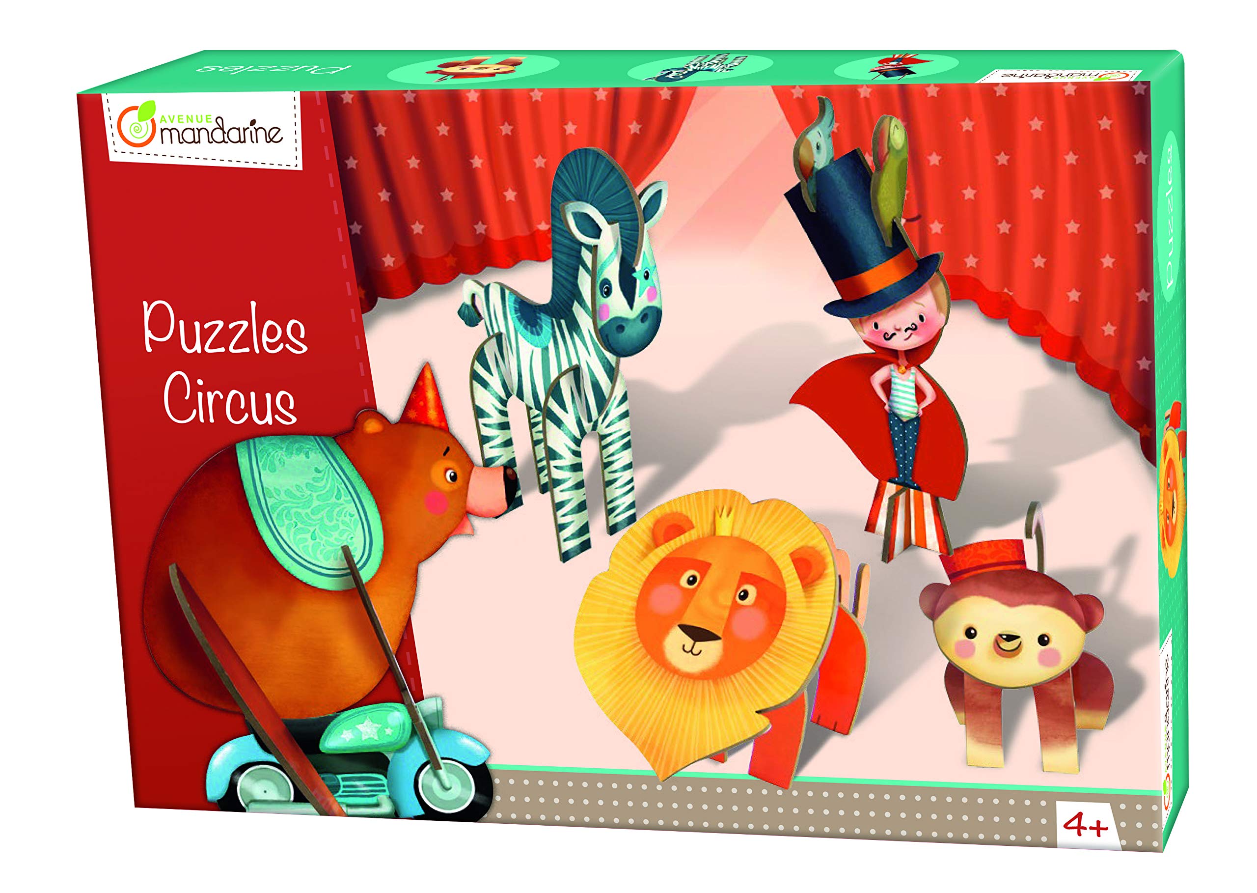 Avenue Mandarine 42768O - Une boite de 5 Puzzles 3D à assembler 14x7x17 cm, Circus Garçon 9780711237902