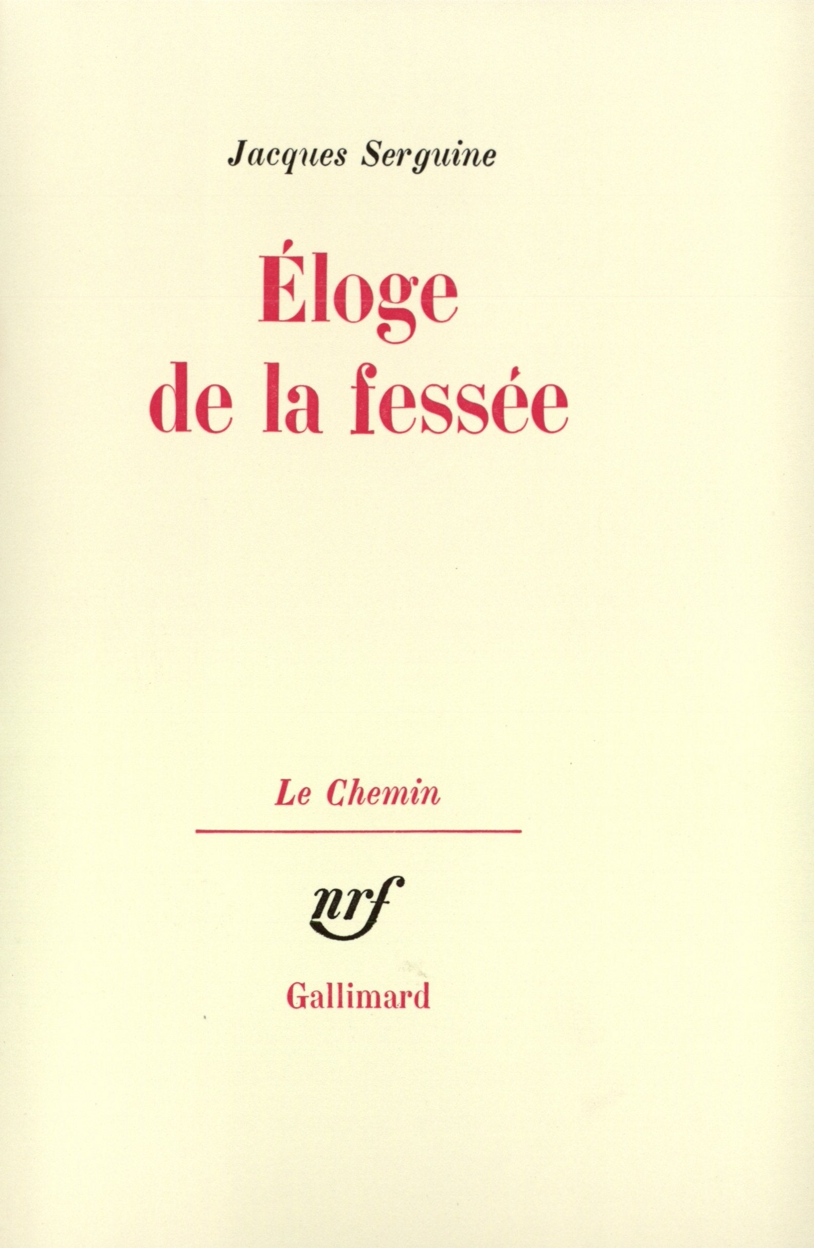 Éloge de la fessée 9782070283989
