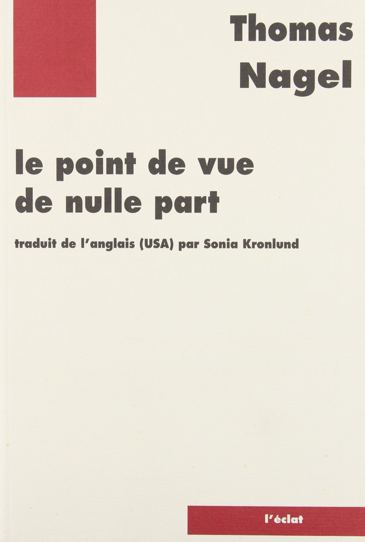 Le Point de vue de nulle part 9782905372840