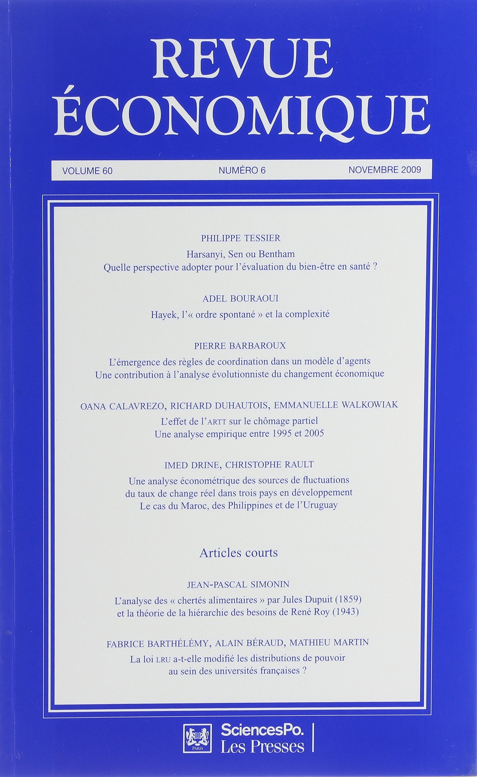 REVUE ECONOMIQUE 60 T6 9782724631418