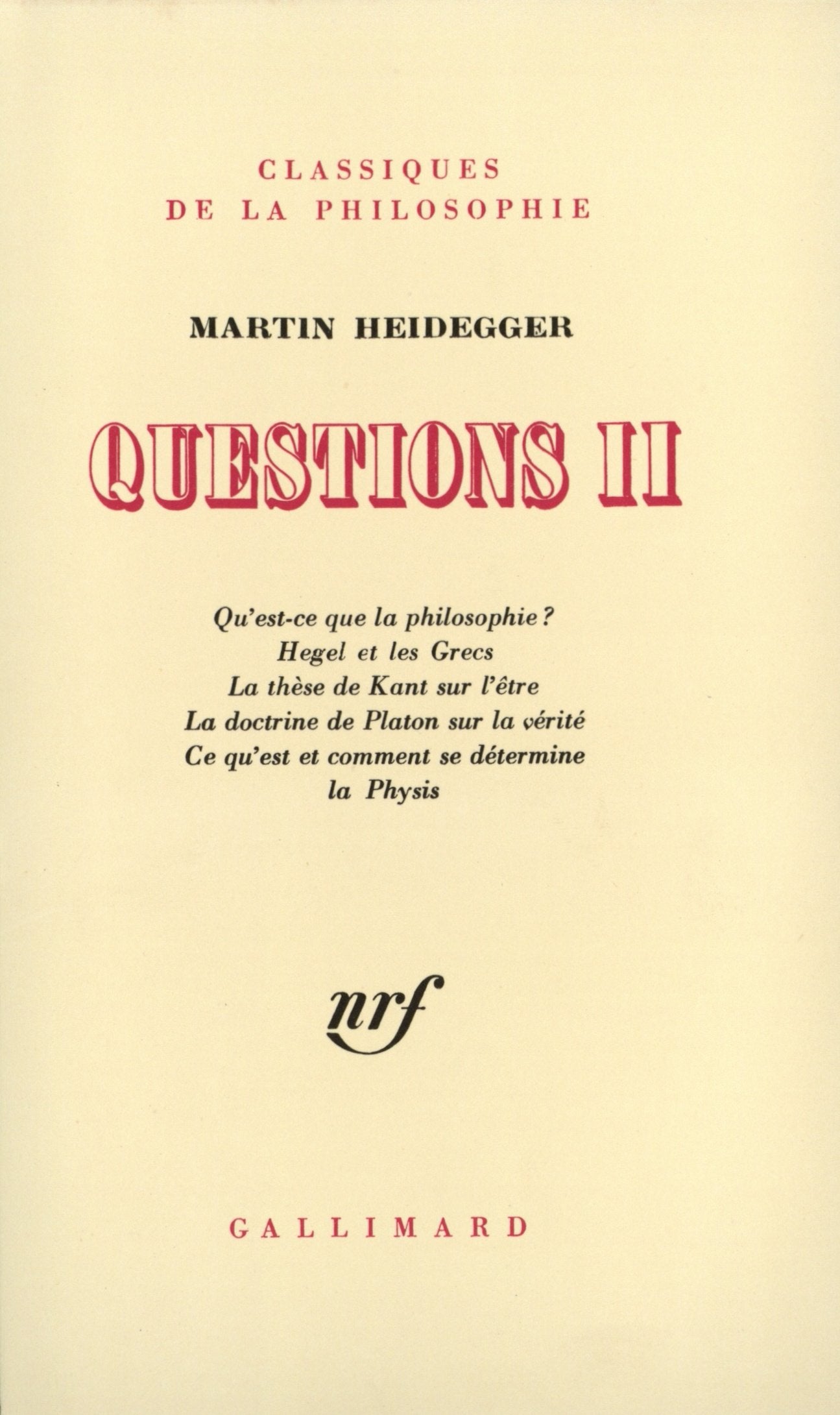 Questions, tome II 9782070270736