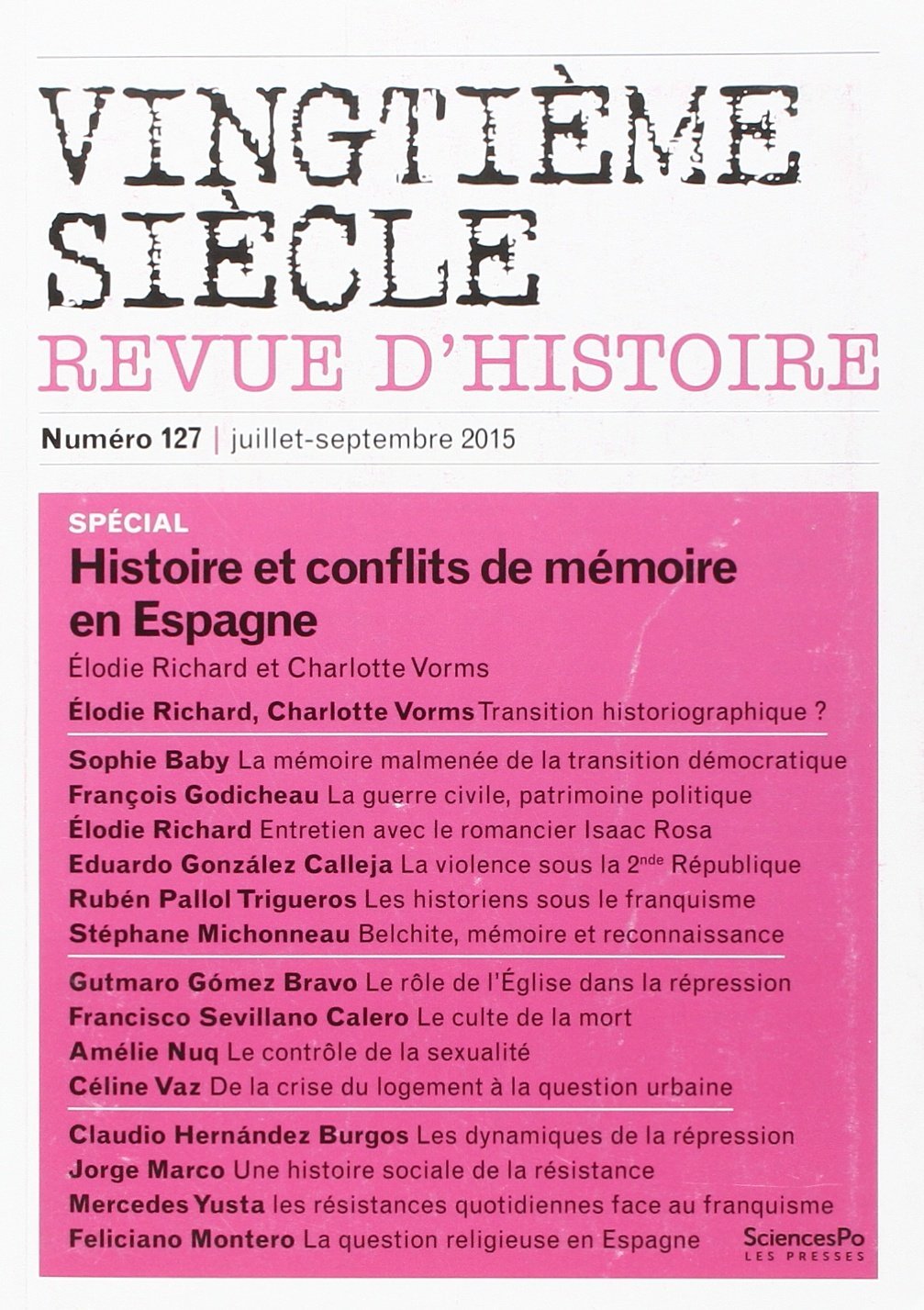 Vingtième siècle 127, juillet-septembre 2015 9782724634341