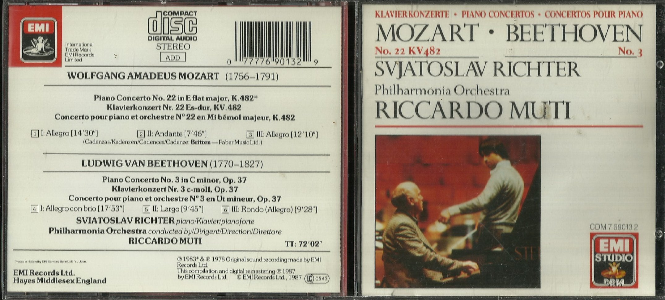 Mozart: Piano Concerto No. 22 ; Beethoven: Piano Concerto No. 3 0077776901329