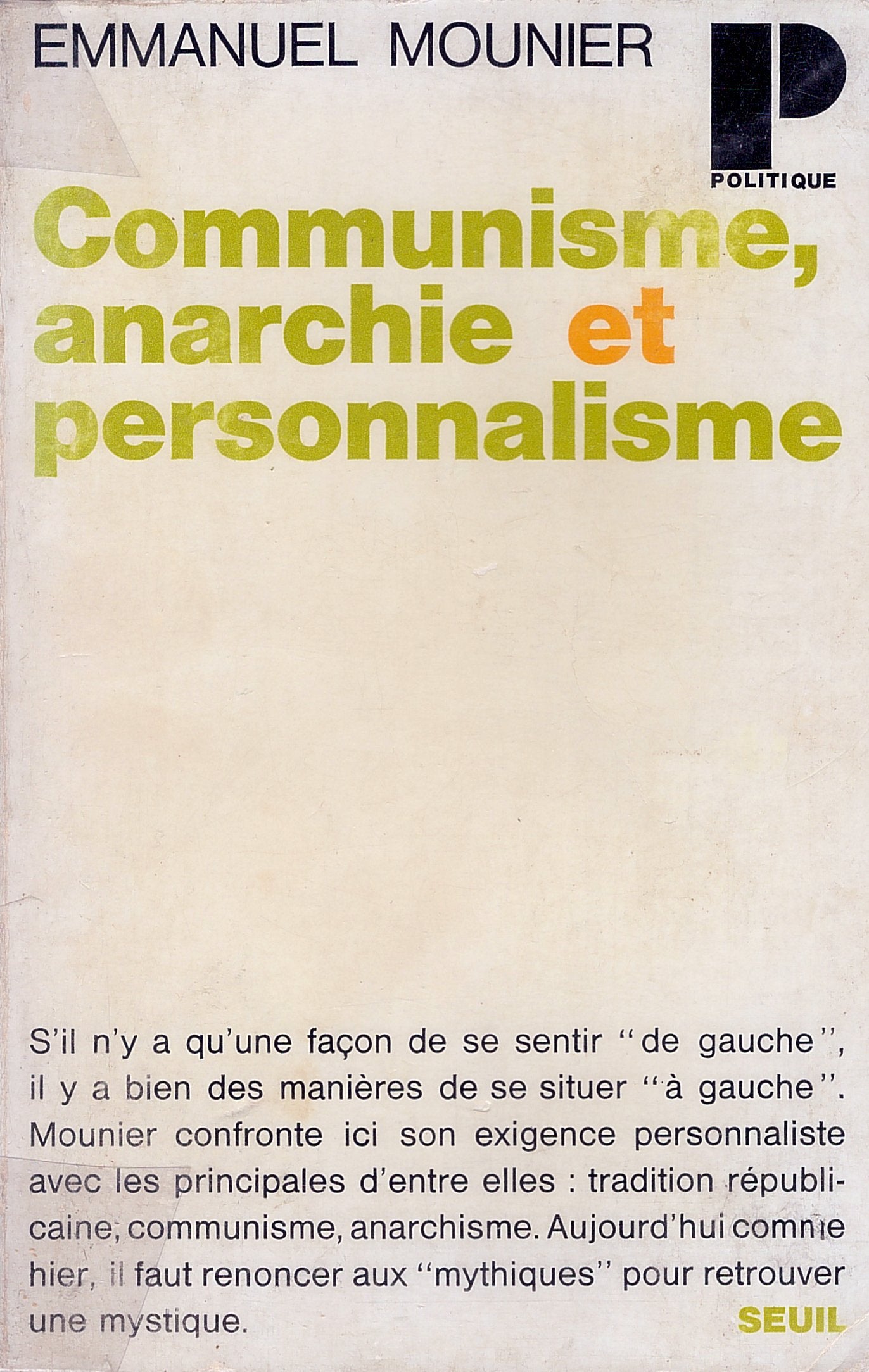 Communisme, anarchie et personnalisme 