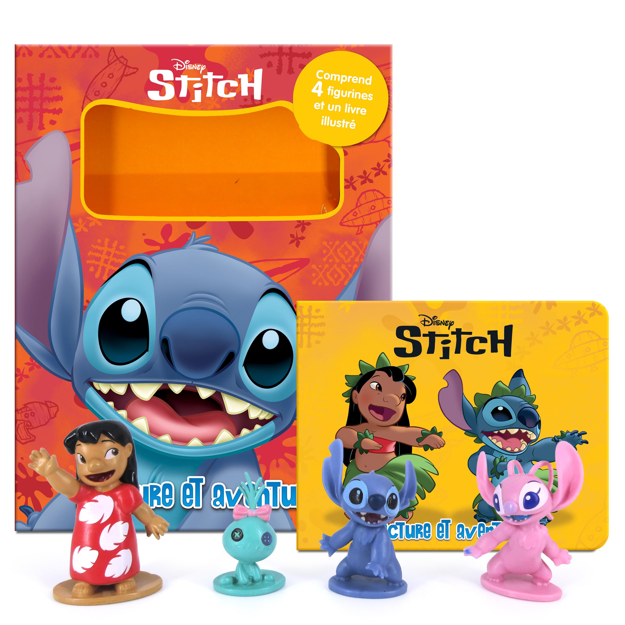 Disney Stitch Lecture et aventures - Livres d'activités pour enfants, livre illustré de 12 pages, 4 figurines 9782764368985