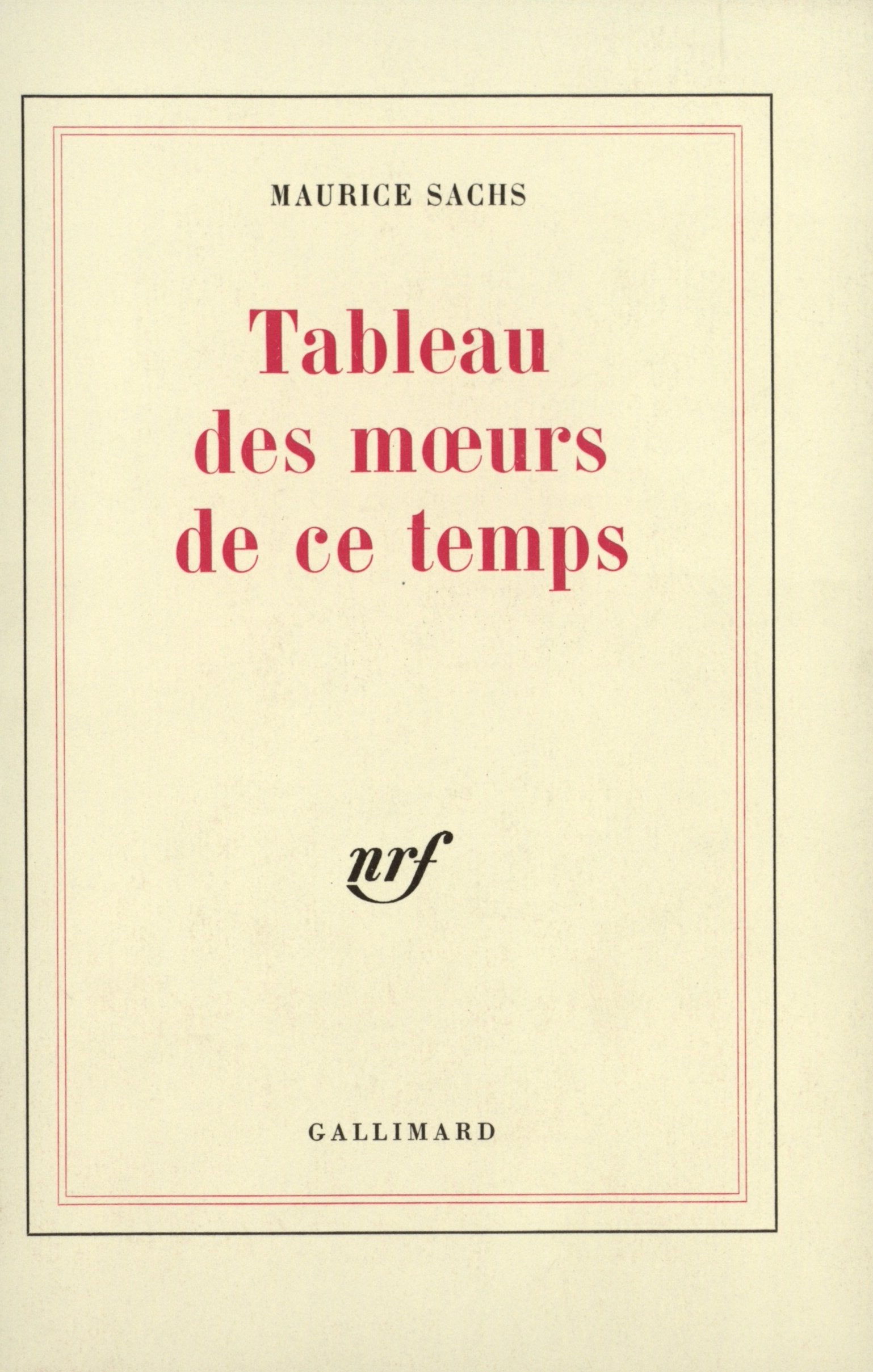 Tableau des moeurs de ce temps 9782070256464