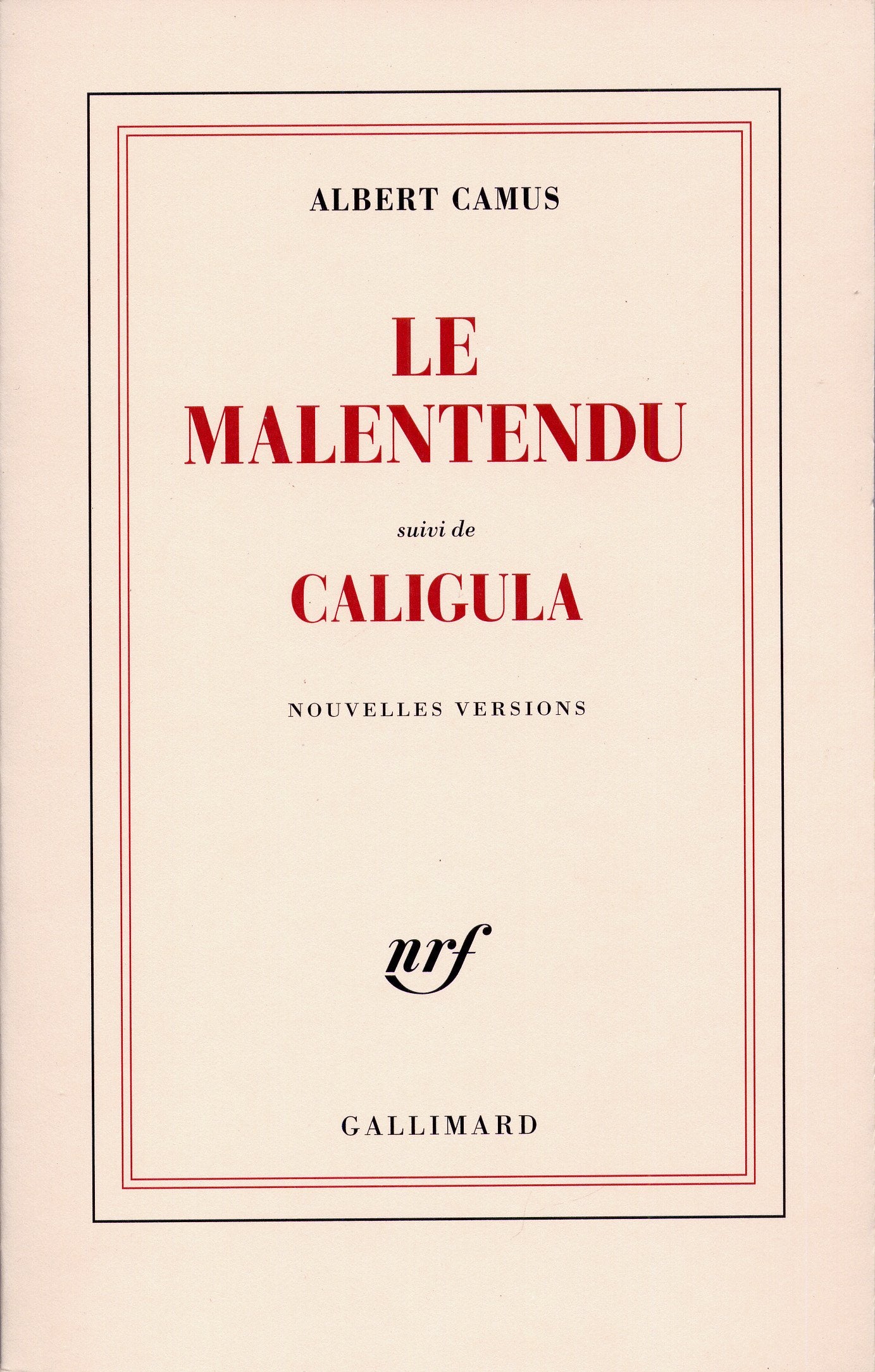 Le Malentendu / Caligula 9782070212026