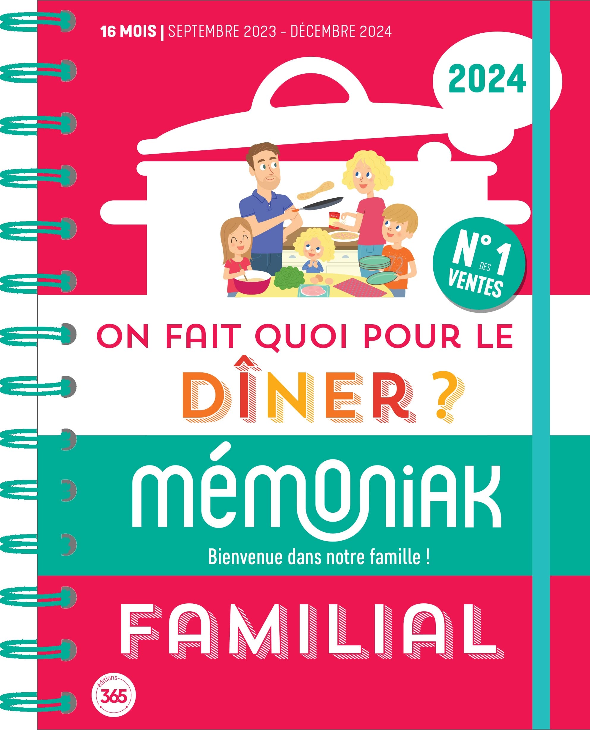On fait quoi pour le dîner ? Agenda Mémoniak 2024, 16 mois de recettes pour tous les soirs 9782383823407