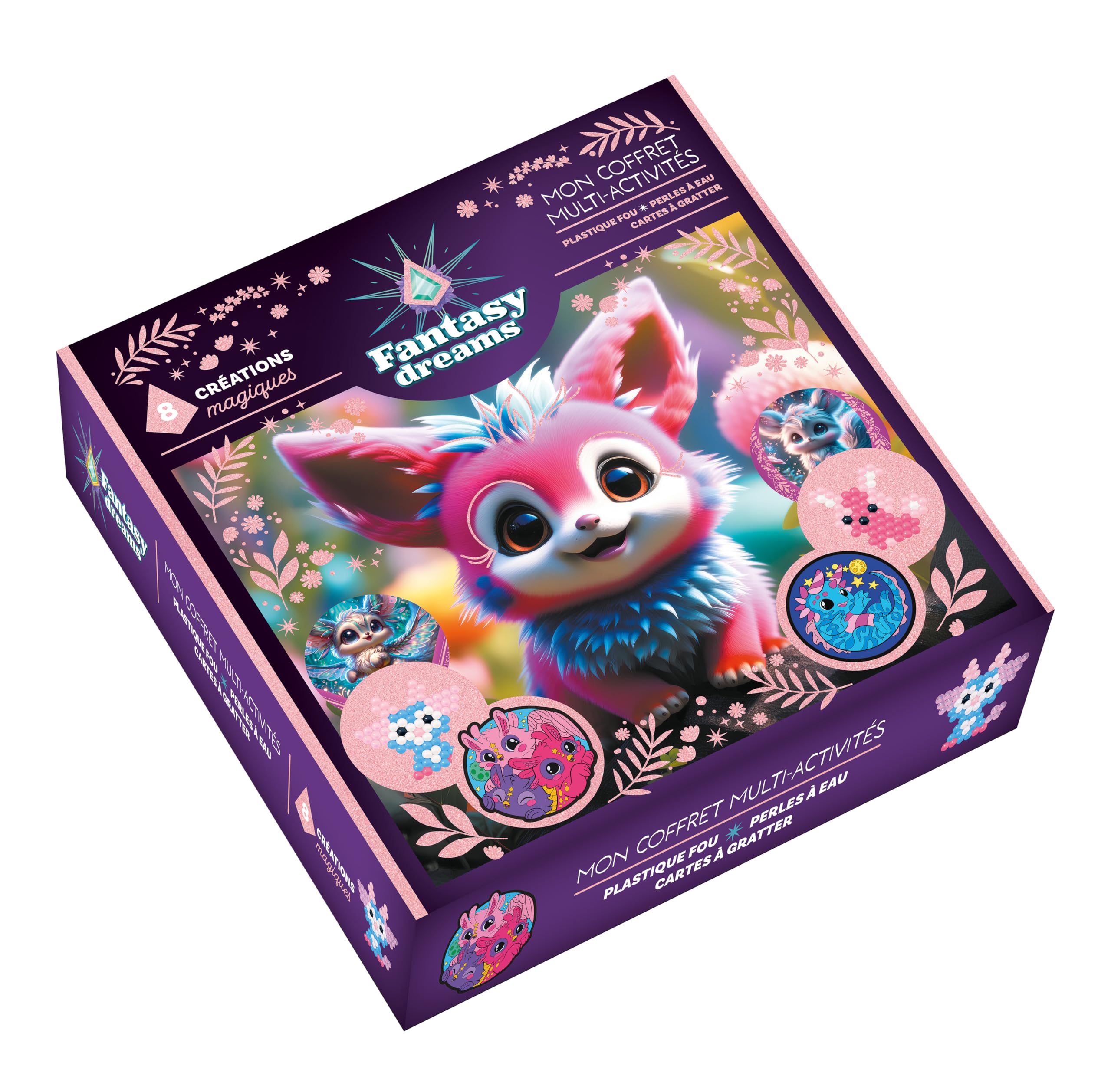 Mon coffret multi-activités Fantasy Dreams - Plastique fou, Perles à eau, Cartes à gratter 9782215198840