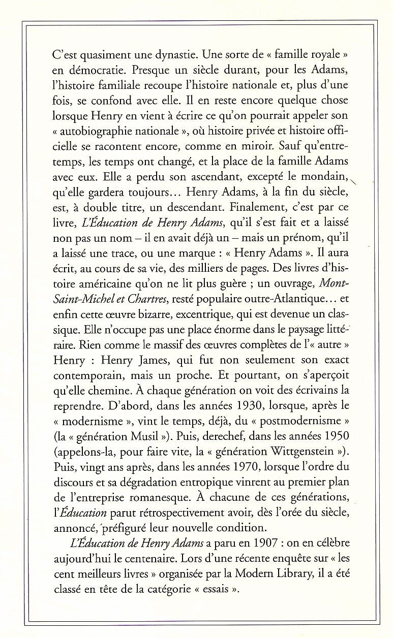 L'Education de Henry Adams 9782742760732