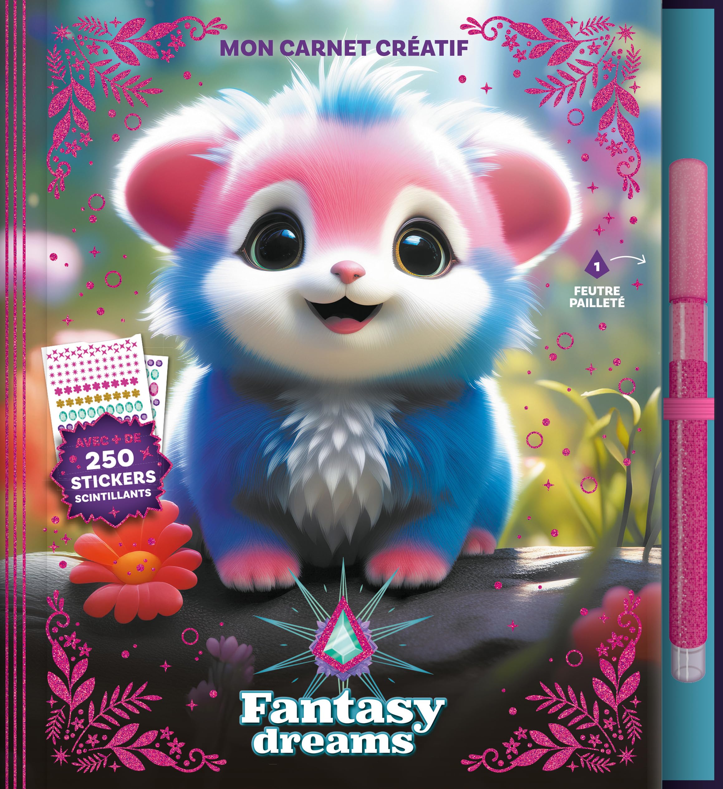 Mon carnet créatif Fantasy Dreams (feutre pailleté et stickers) 9782215196686