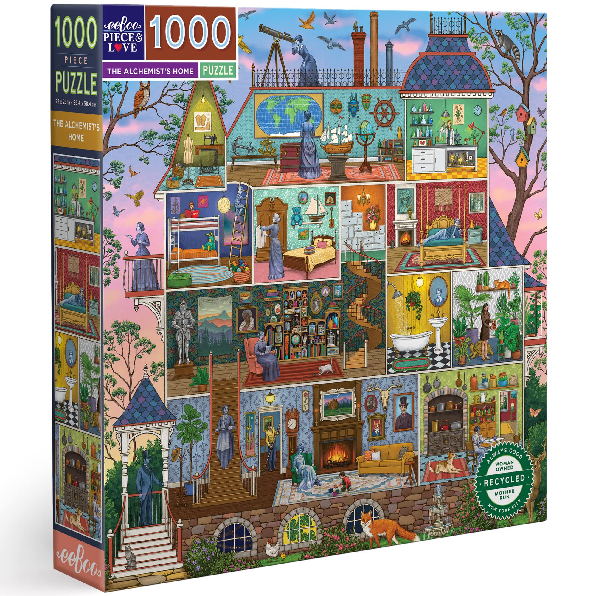 eeBoo- Piece&Love: The Alchemist's Home-1000 pc 1000 pièces – La Maison de l’alchimiste Fascinant en Carton recyclé – Puzzle Adulte de qualité supérieure-PZTAST 0689196513664