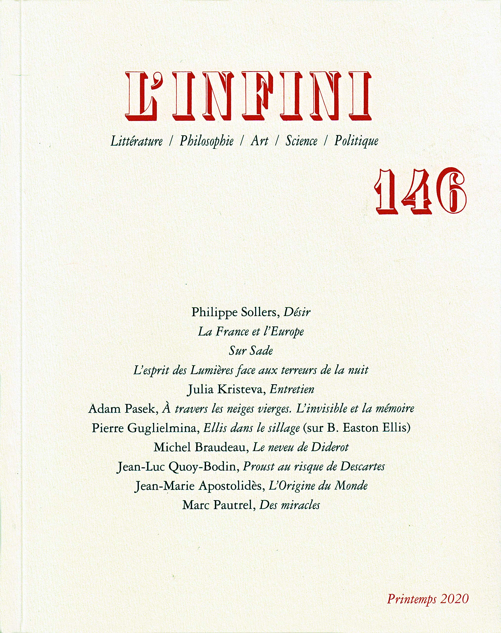 L'Infini: Printemps 2020 9782072894275