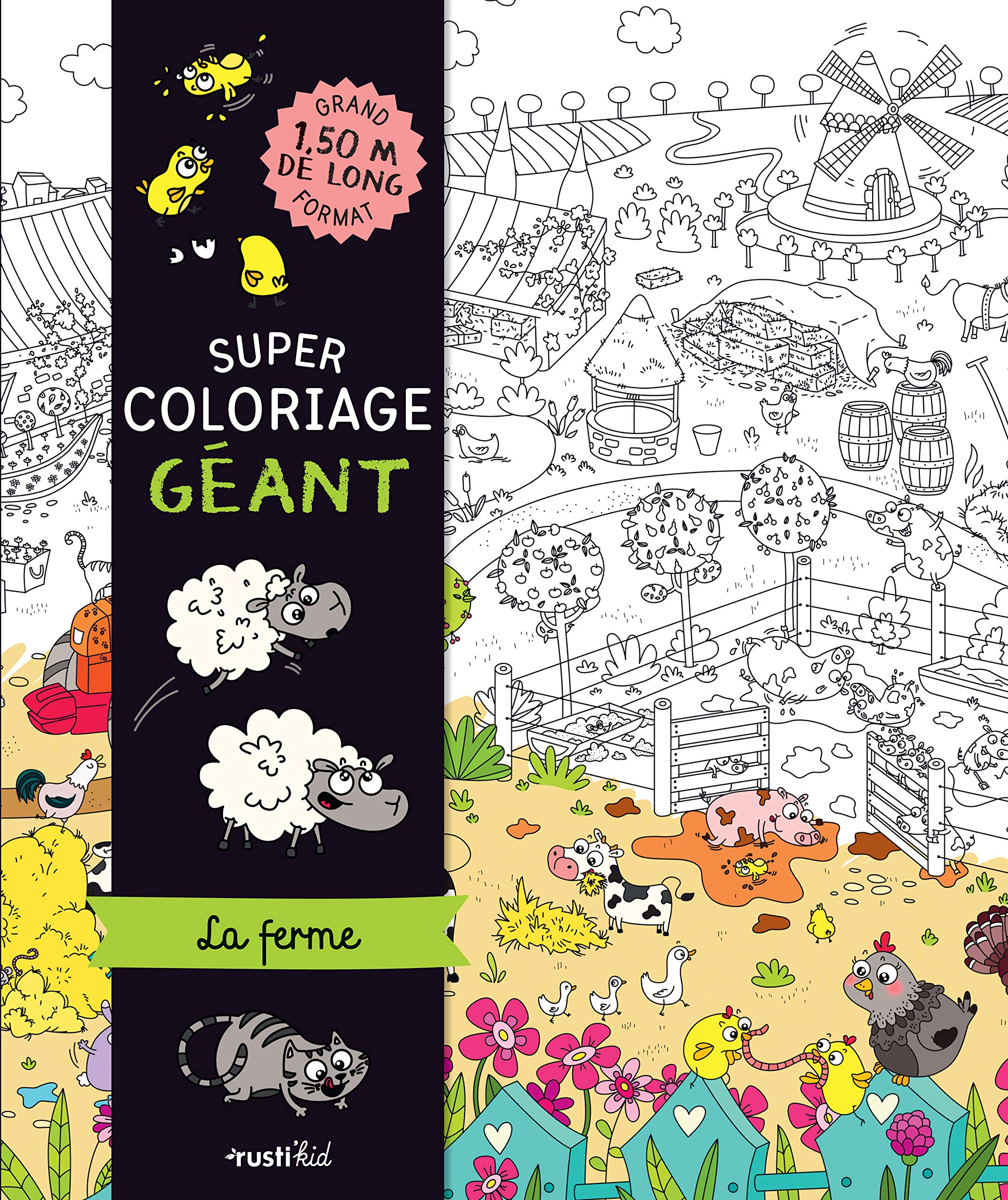 Super coloriage géant : la ferme: Grand format : 1,50 m de long 9782815312233