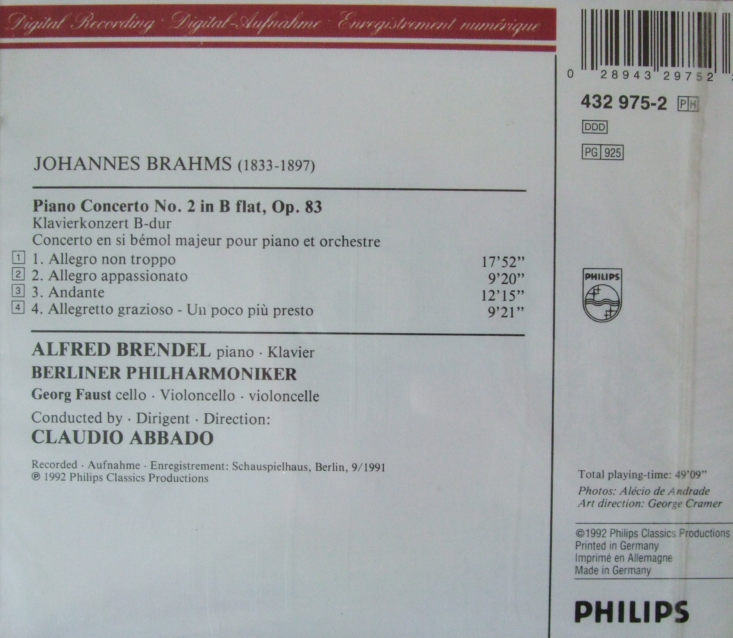 Brahms: Piano Concerto No.2 0028943297523