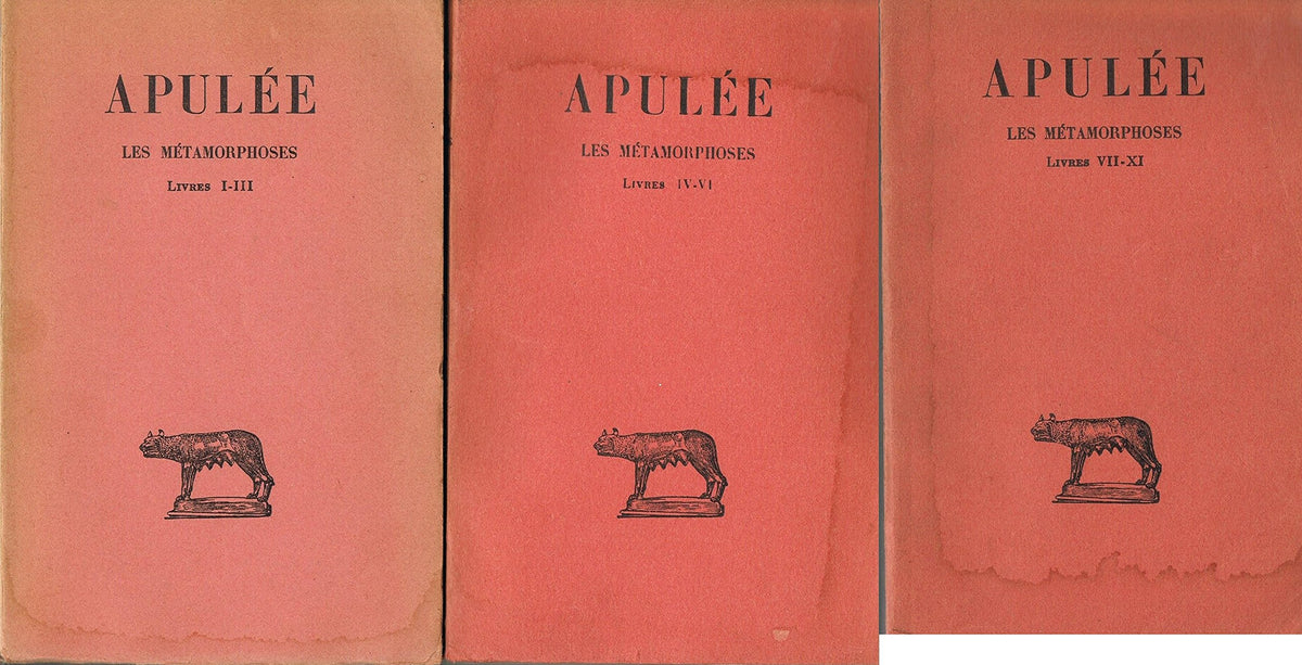 Apulée, les métamorphoses; livres I àXI, édition Belles lettres, en 3 tomes 